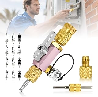 Upgrade Vacuum-Rated Valve Core Removal Tool,2 Sizes 1/4inch and 5/16inch in 1 Tool,Mega Flow Vacuum-Rated Core Removal Tool,20 Microns Vacuum,Dual Head Valve Core Remover,For A2L Refrigerant