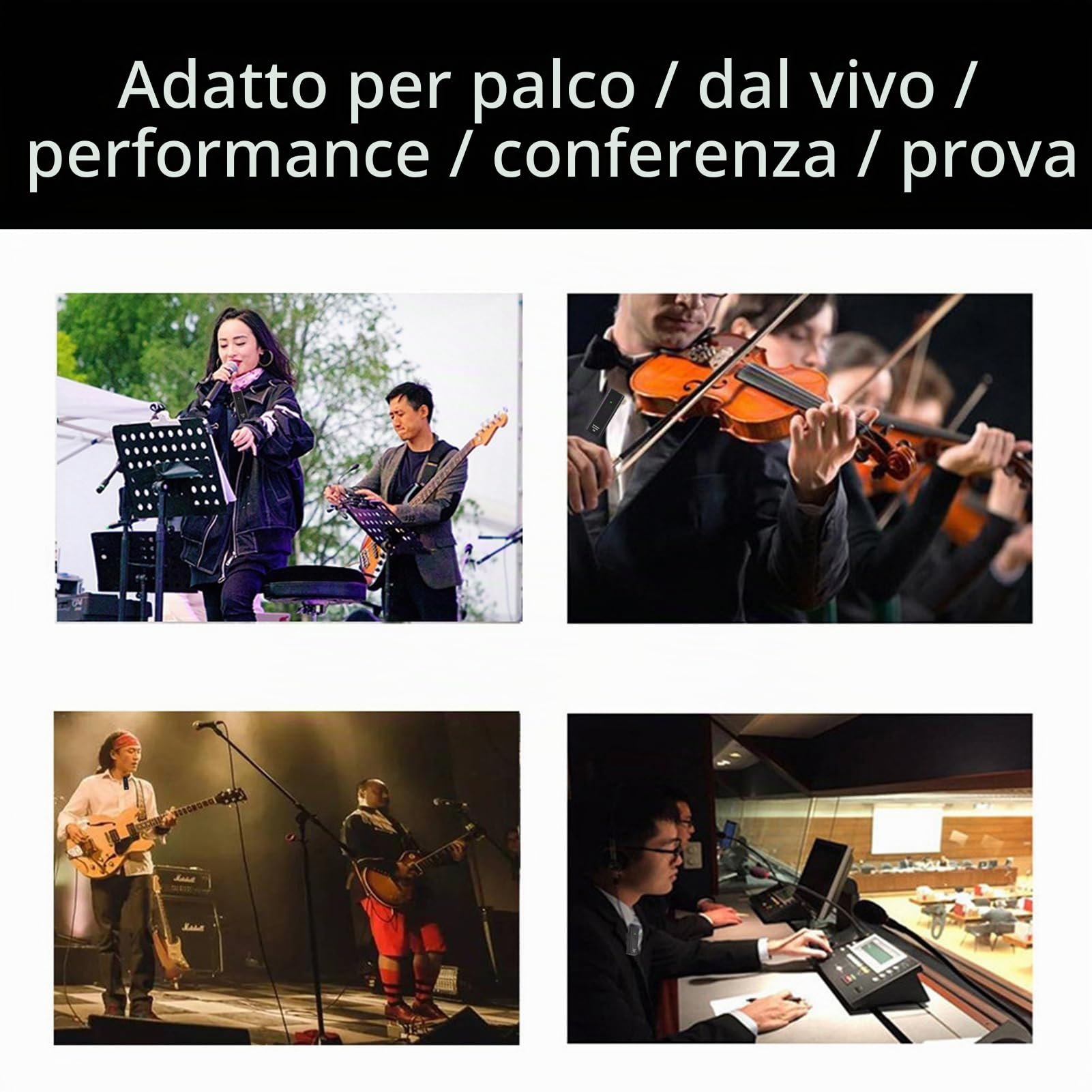 HUIOP di monitoraggio wireless per cuffie in-ear con cuffie ritorno in tempo reale UHF FM senza ritardo simultaneo per Singer Band Stage stereo IEM professionale Transm