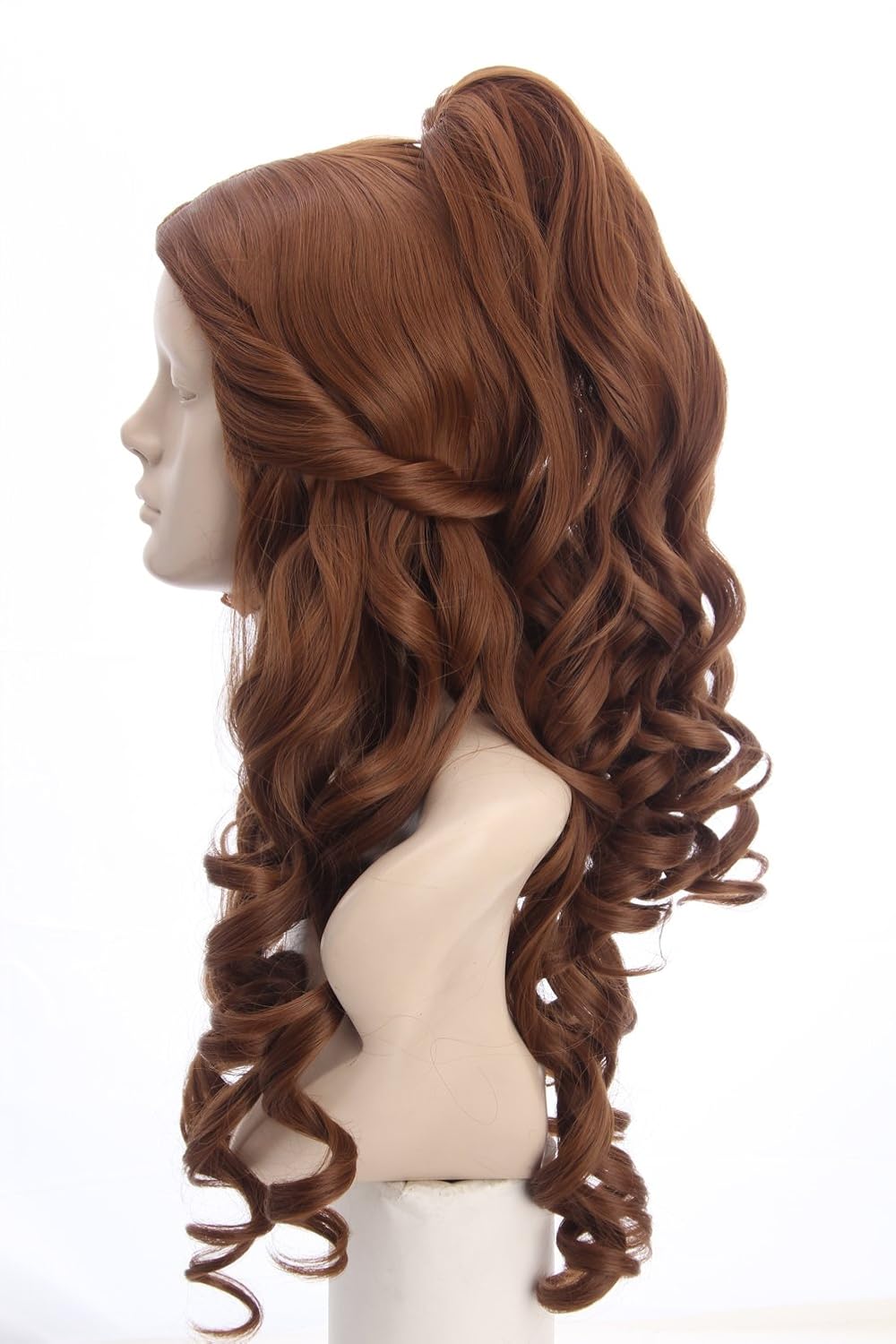 Topcosplay Womens Wigs Long Curly Brown Halloween Costume Party Cosplay Wig Wave with Ponytail - Image 4