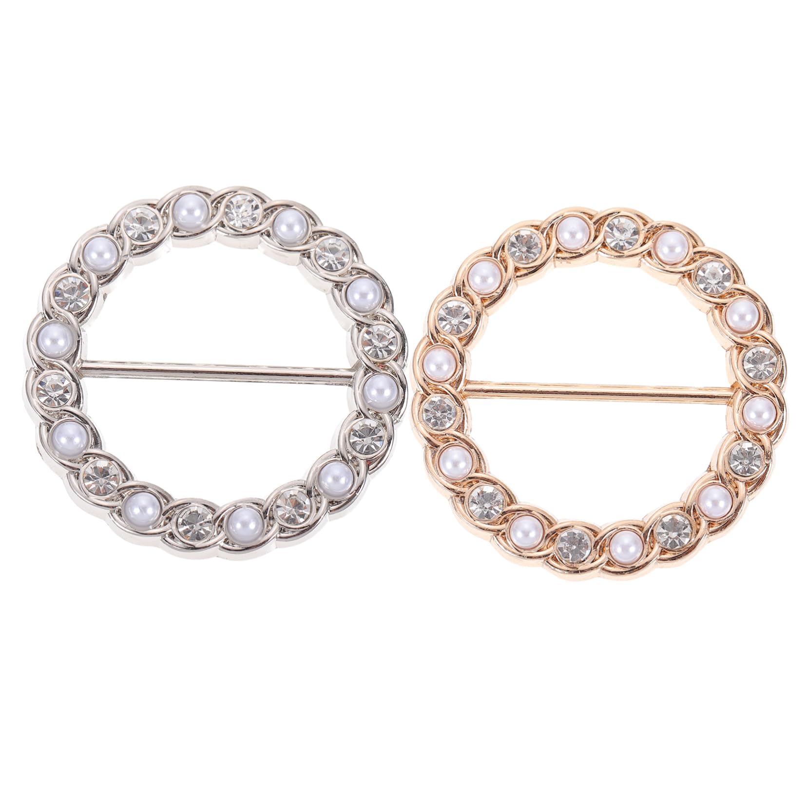 TEHAUX2pcs waist button retro shirt vintage blouse vintage shirt scarf slides buckle scarf ring shirt clips pearl rings tee Alloy T-shirt Buckles Blouse Ring Shawl Ring Fashion clothing