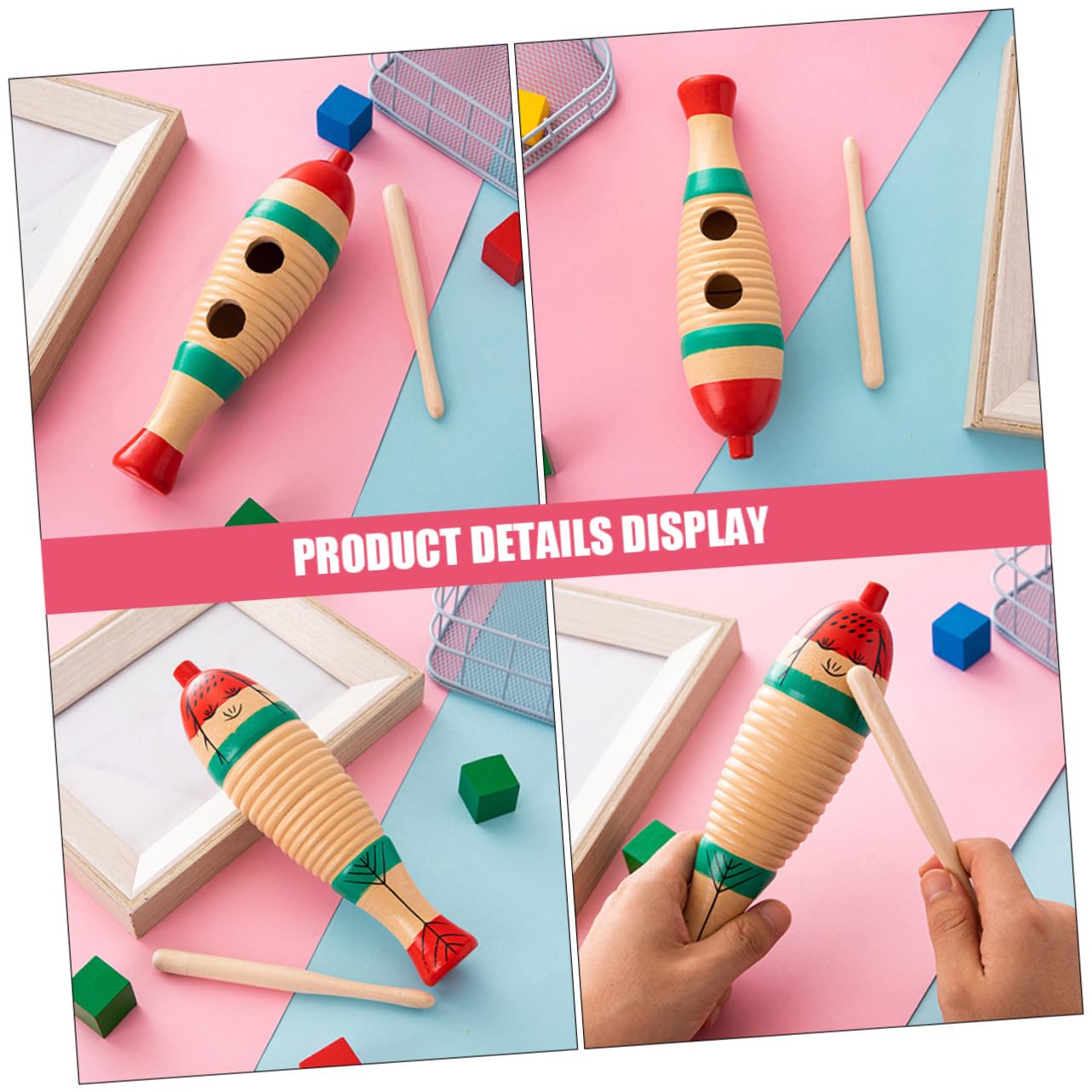 Giocattolo Musicale Percussione in Legno 4 Set per Ragazzo Ragazza | Design Delicato, Superficie Liscia, Facile da Riporre, Bastoncini di Legno per Ritmo
