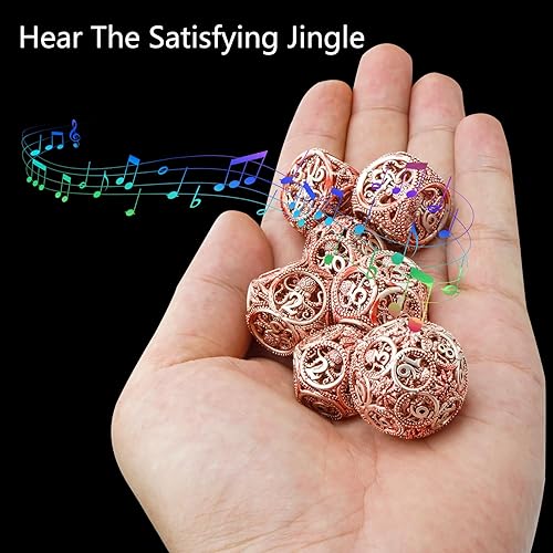 Miniatura 6 de Dados DND, dados de metal huecos D&D, dados de pulpo con diseño de bola redonda única con caja de regalo para juegos de mazmorras y dragones, 7