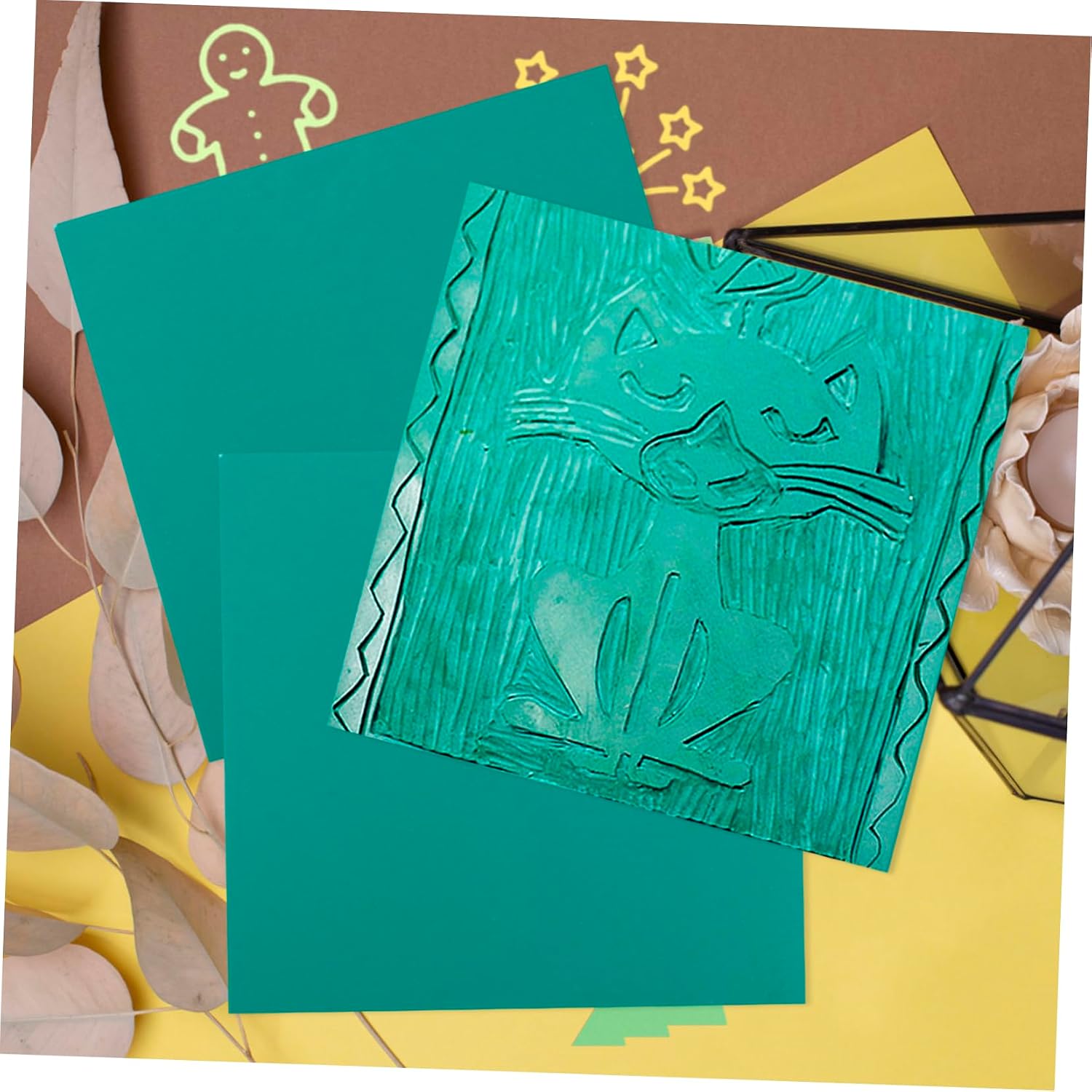 4pcs Folding Soft Adhesive Engraving DIY Craft Board Carving Plate Printmaking Material