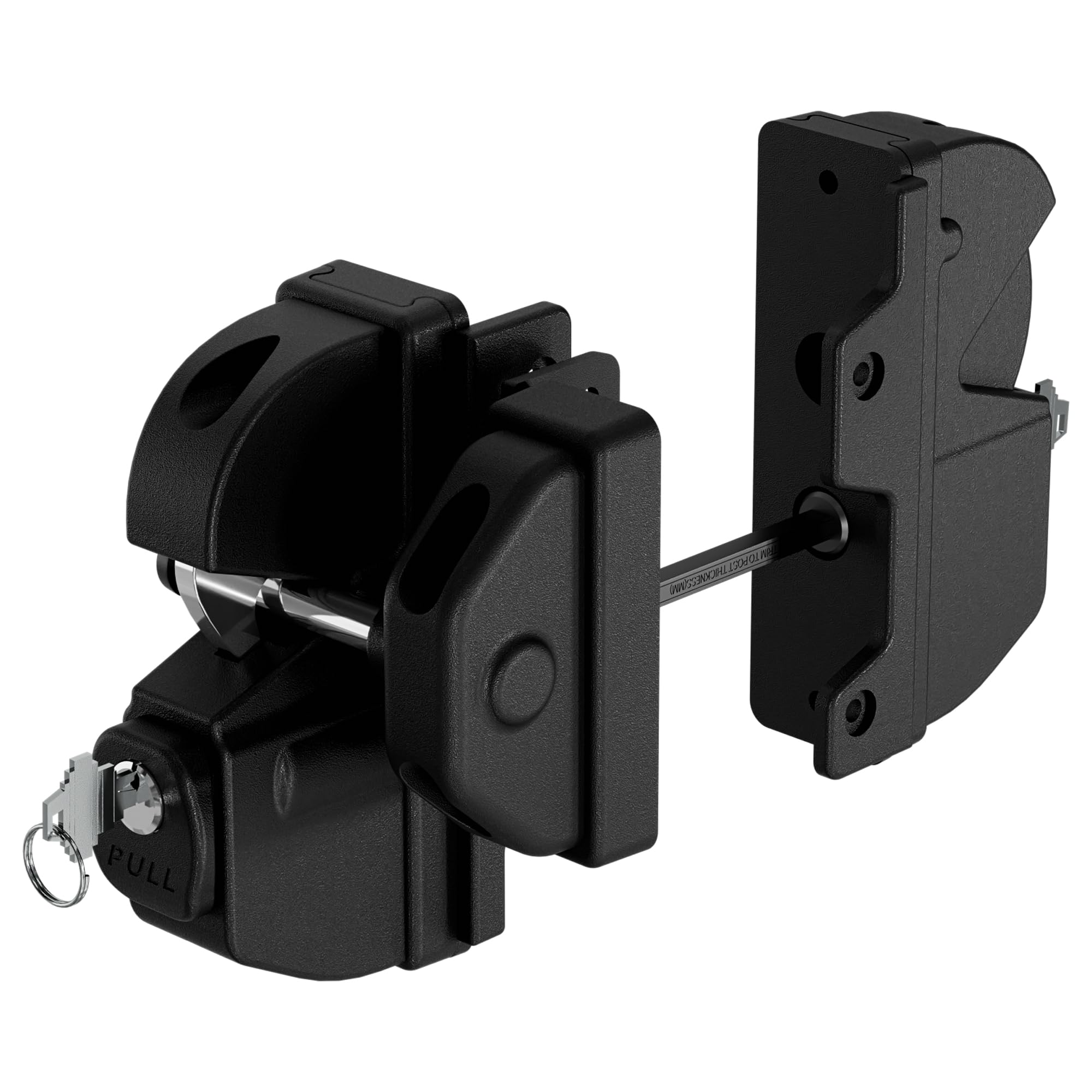 SANKEYTEW Locking Privacy Gate Gravity Latch, 2 Independent Latching Hooks Key Lockable Both Sides, Fence Gate Hardware for Square Gate Frame and Post, Metal, Wood, Vinyl Fences (Black)