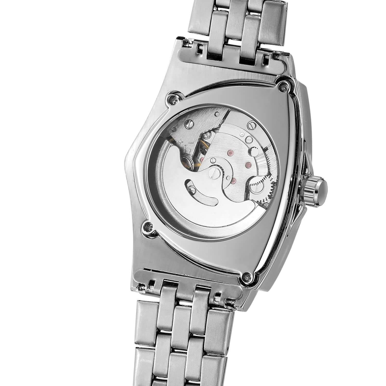 FORSINING Herren-Armbanduhr, 30 m, wasserdicht, Skelett, hohl, automatisch, schillernd, Retro, Dreieck, Armbanduhr