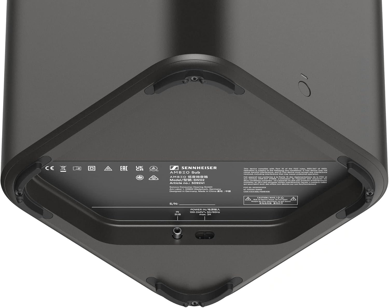 Sennheiser AMBEO Subwoofer for TV and Music with Immersive 3D Surround Sound a Thundering Deep Bass Down to 27 Hz - 8'' Woofer with 350W Class D Amplifier - Black