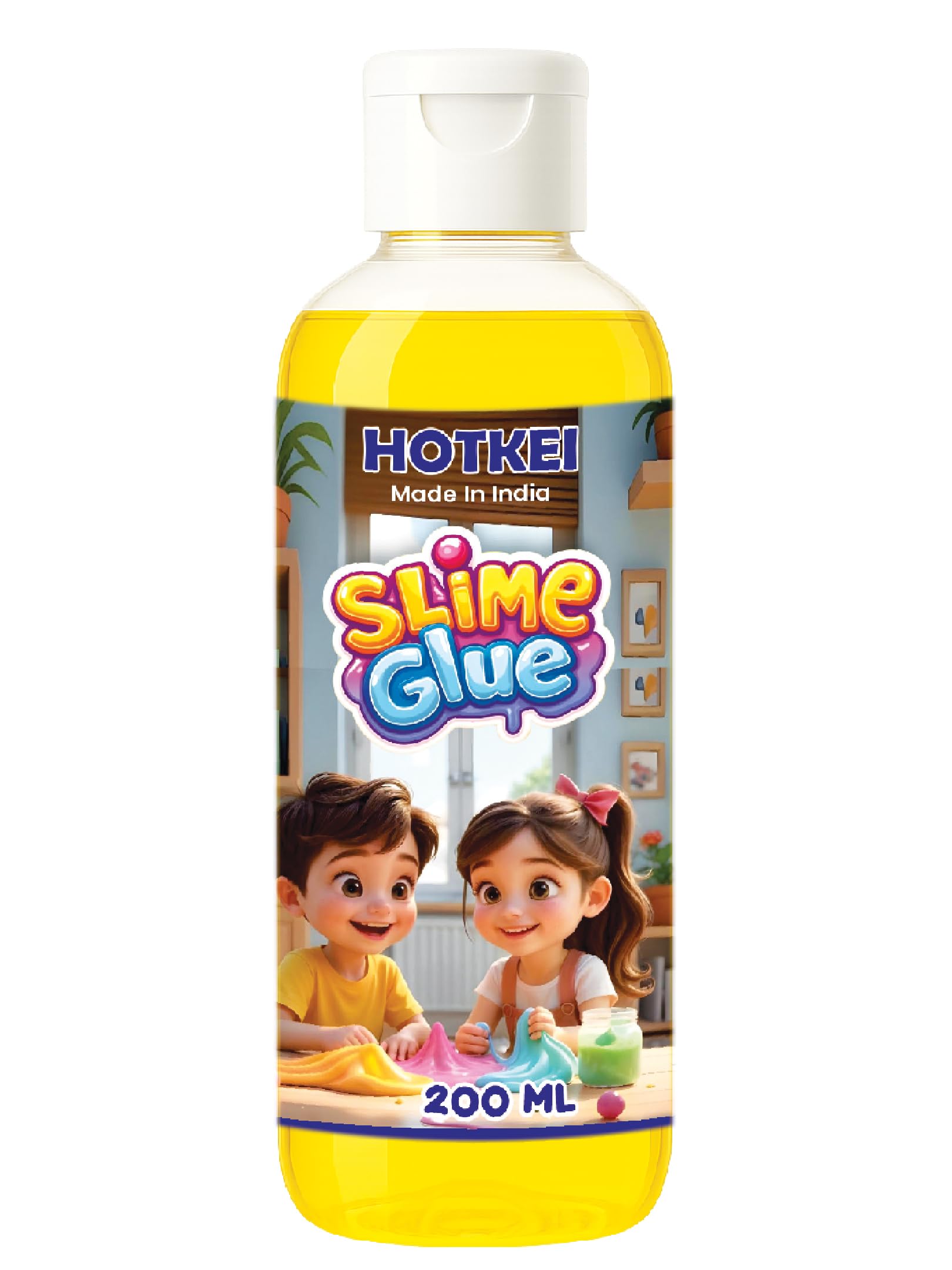 HOTKEI 200 ml Yellow Slime Glue DIY Magic Jelly Putty Toy for Making Maker kit Set Liquid Gel Games Birthday Gift Toys for Boys Girls Kids for Making Slime at Home 3 to 10 Years
