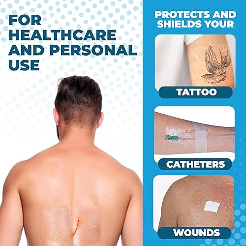 Miniatura 6 de Barrera de película transparente para vendaje de heridas – 10 piezas de 6 x 8 pulgadas grande – vendajes impermeables para cuidado posterior para