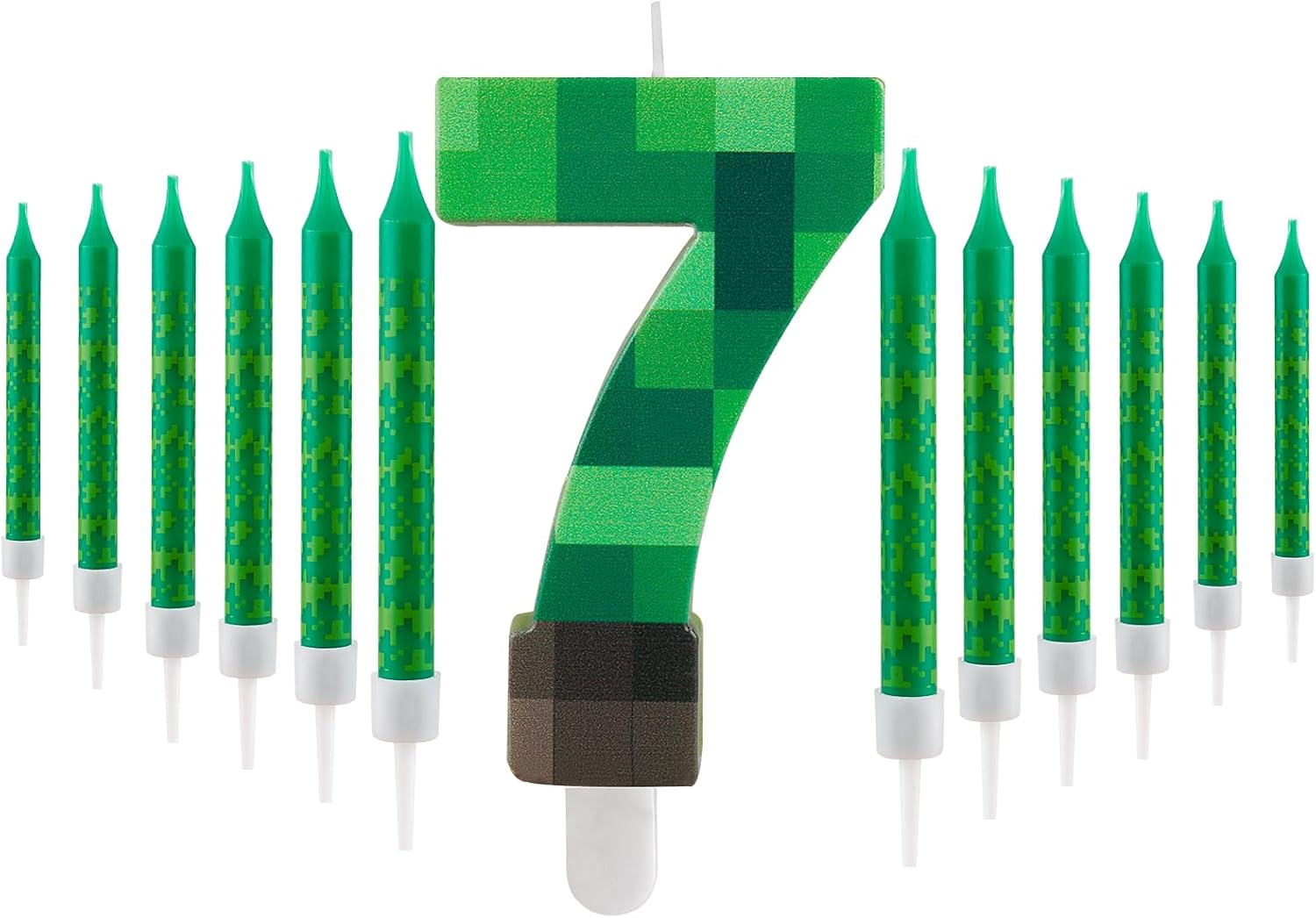 13Pieces Pixel Game Birthday Candles Set, Decoration Cake Topper Green Birthday Candle for Boys Girls Game Themed Graduation Celebration Party Supplies(Number 7 13Pieces Pixel Game Birthday Candles Set, Decoration Cake Topper Green Birthday Candle for Boys Girls Game Themed Graduation Celebration Party Supplies(Number 7