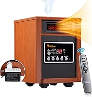 Dr. Infrared Heater DR-998 1500W Space Heater with Humidifier, Oscillation Fan & Remote - Cherry Finish, Heats 400 Sq Ft