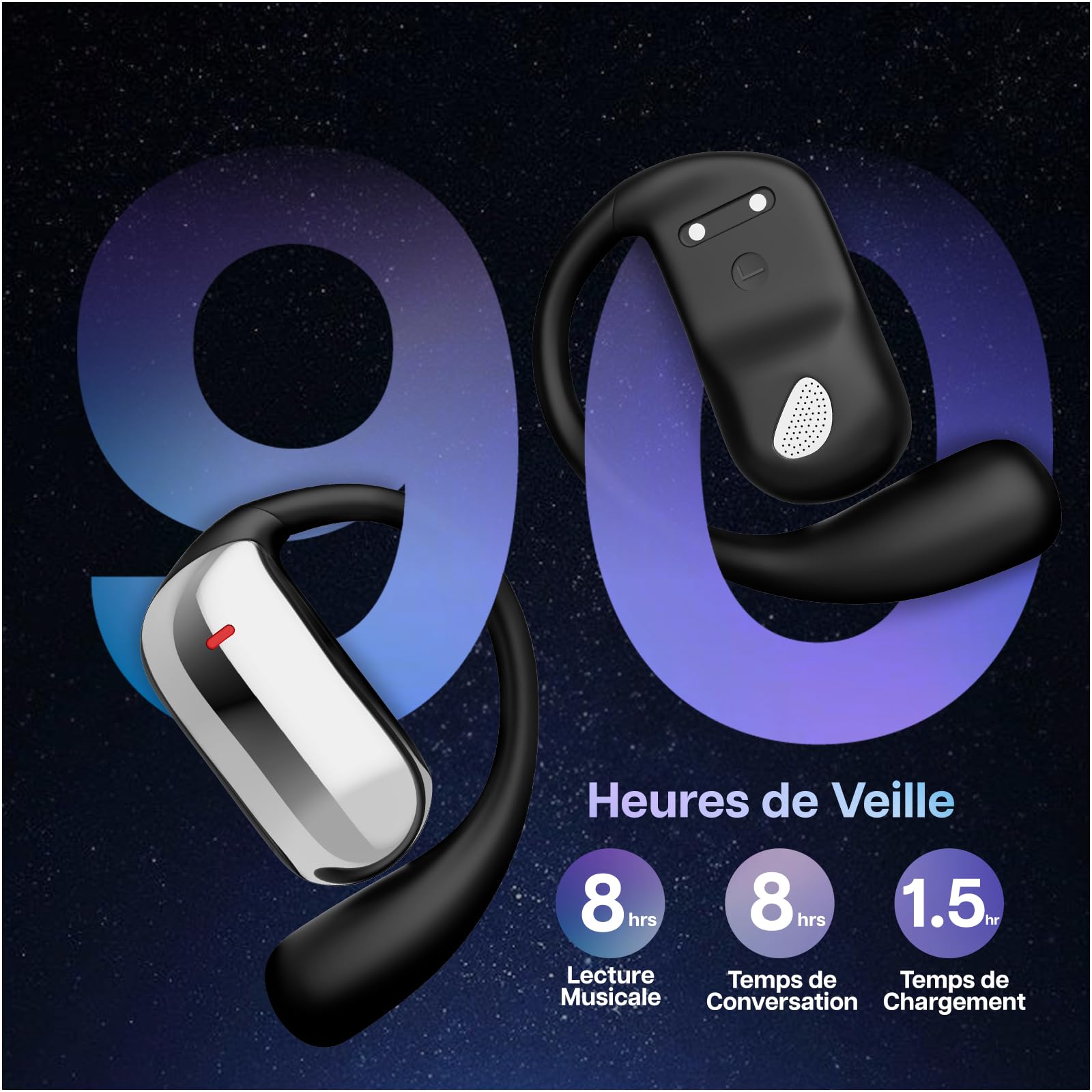 MMOBIEL Écouteurs Traducteurs IA Instantanés Traduction en Temps Réel 148 Langues, Bluetooth, Casque Open-Ear – 90 h Veille, 400 mAh – pour Musique, Appels, Traduction, Voyage & Travail