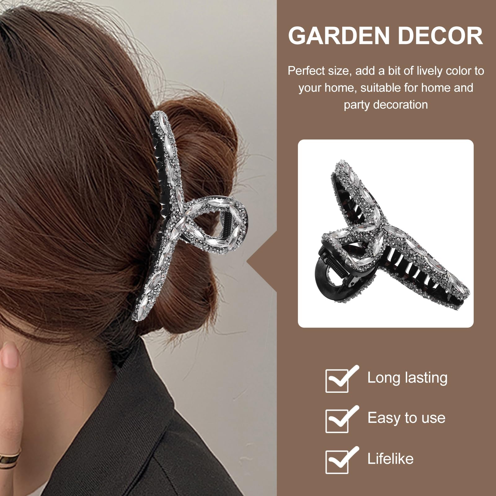 FOMIYES Sparkly Rhinestone Hair Claw Clip, Secure Hold for Thick Hair Versatile Styling, French-Inspired Elegance - Image 2