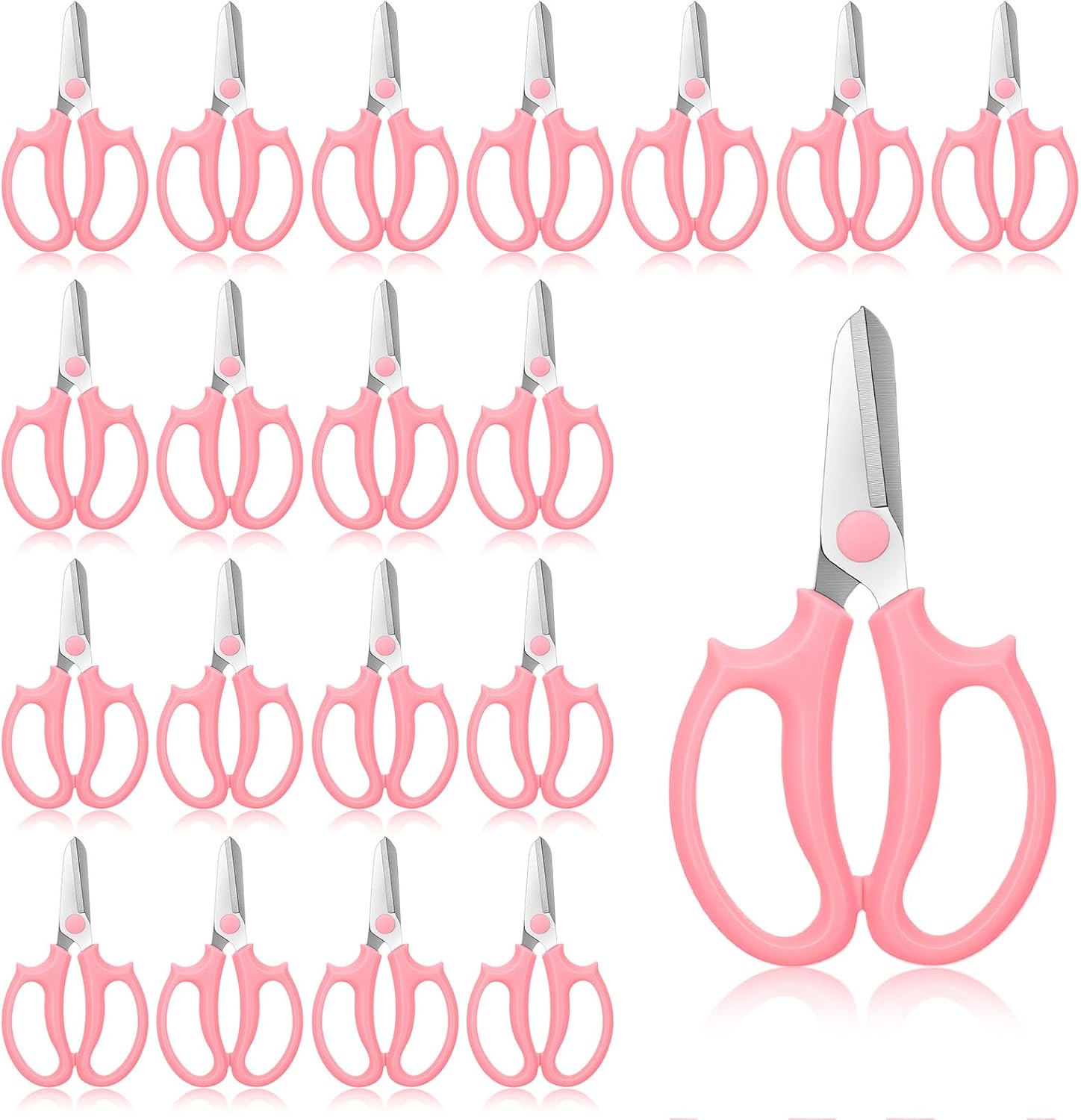 20 Pcs Garden Shears Flower Scissors Flower Cutters for Stems Pruning Stainless Steel Floral Shears Floral Scissors with Comfortable Grip Handles for Fruit Picking Plant Stems Trimming (Pink)