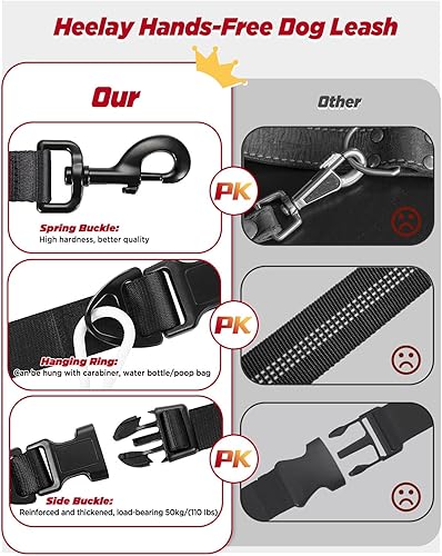 Miniatura 4 de Correa de perro manos libres, cuerda cruzada multifuncional de 8.2 pies con mango a prueba de explosiones y correa ajustable de entrenamiento manos