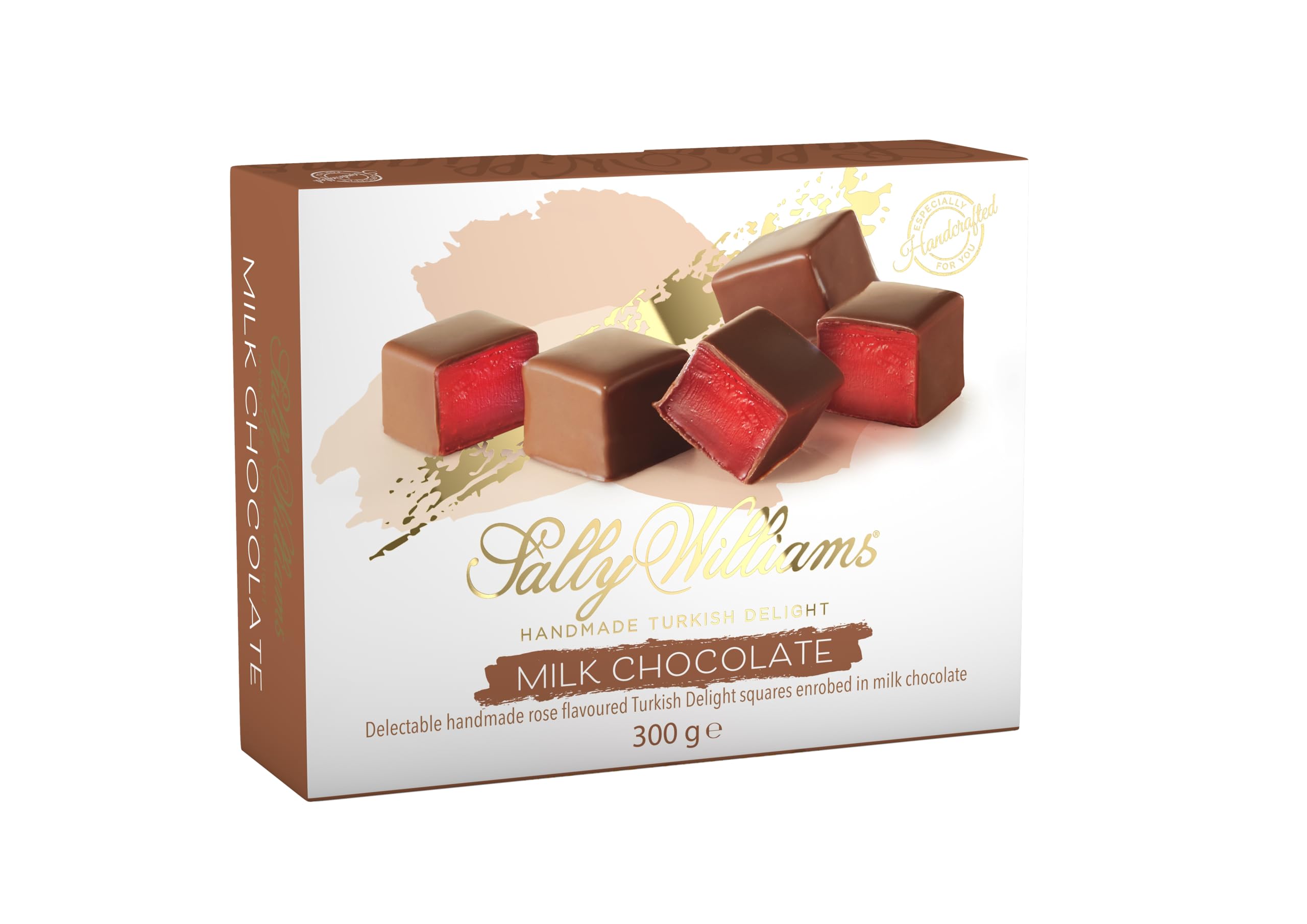 Sally Williams Luxury Belgian Milk Chocolate Covered Rose Turkish Delight, 300 g (Pack of 2)