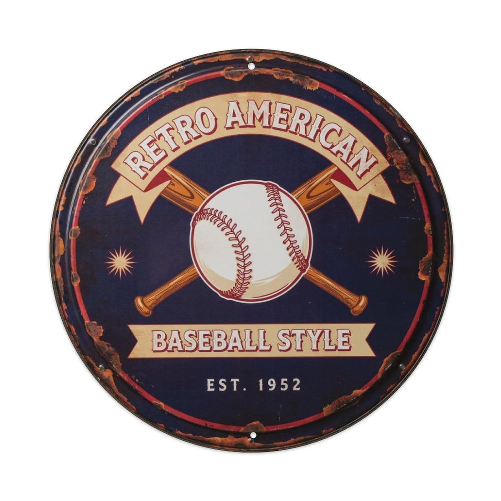 Retro American Baseball Style. Metal Tin Sign Plaque