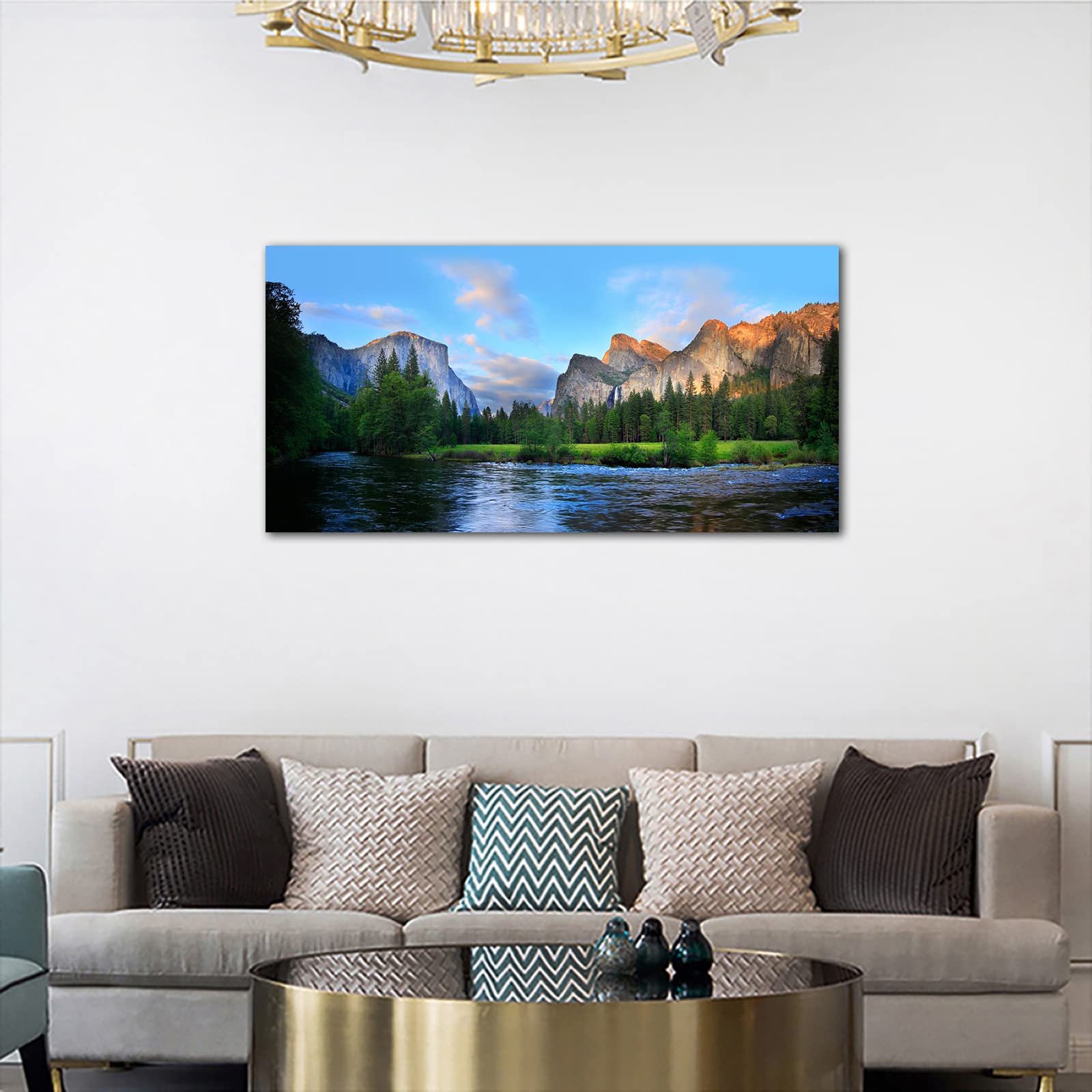Amazon.com: Canvas Wall Art Panorama of Yosemite Valley Painting