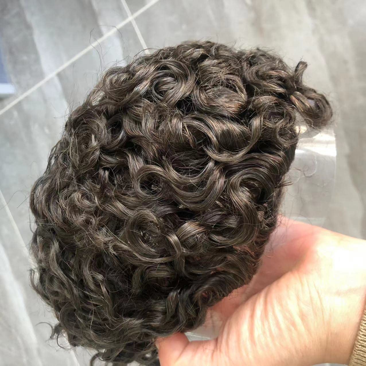 20MM Curly Toupee Durable Full PU Thin Skin | Men's Wig Human Hair Men Capillary Prosthesis Comfortable Replacement System Pieces