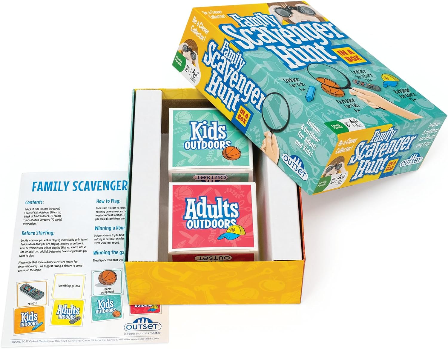 Family Scavenger Hunt, Indoor Outdoor Game, 280 Cards, Ages 6+.