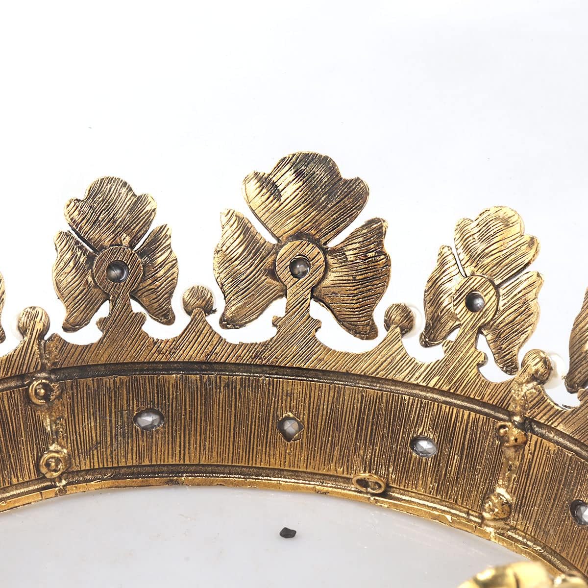 Barokowa królewska korona męska metalowa korona do włosów księcia pełne koło urodziny przyjęcie akcesoria do włosów na bal cosplay quinceanera, Small Size 6.1" Diameter, Kryształ górski, Kryształy