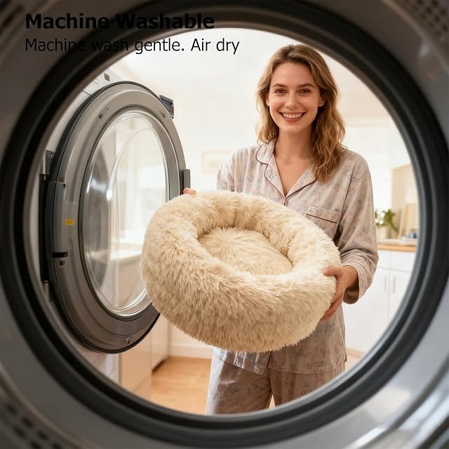 Foto 5 de 6 de PETCUTE Cama Perro Grande Mediano Pequeños Cama Gato Lavable Suave Mascotas Calentito Cojín Invierno de Felpa