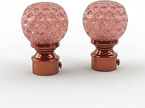 Atlantic Curtain Rod Finials Set of 2, Decorative Textured Resin Globe Finials with Rose Gold Finish for Standard Drapery Rods