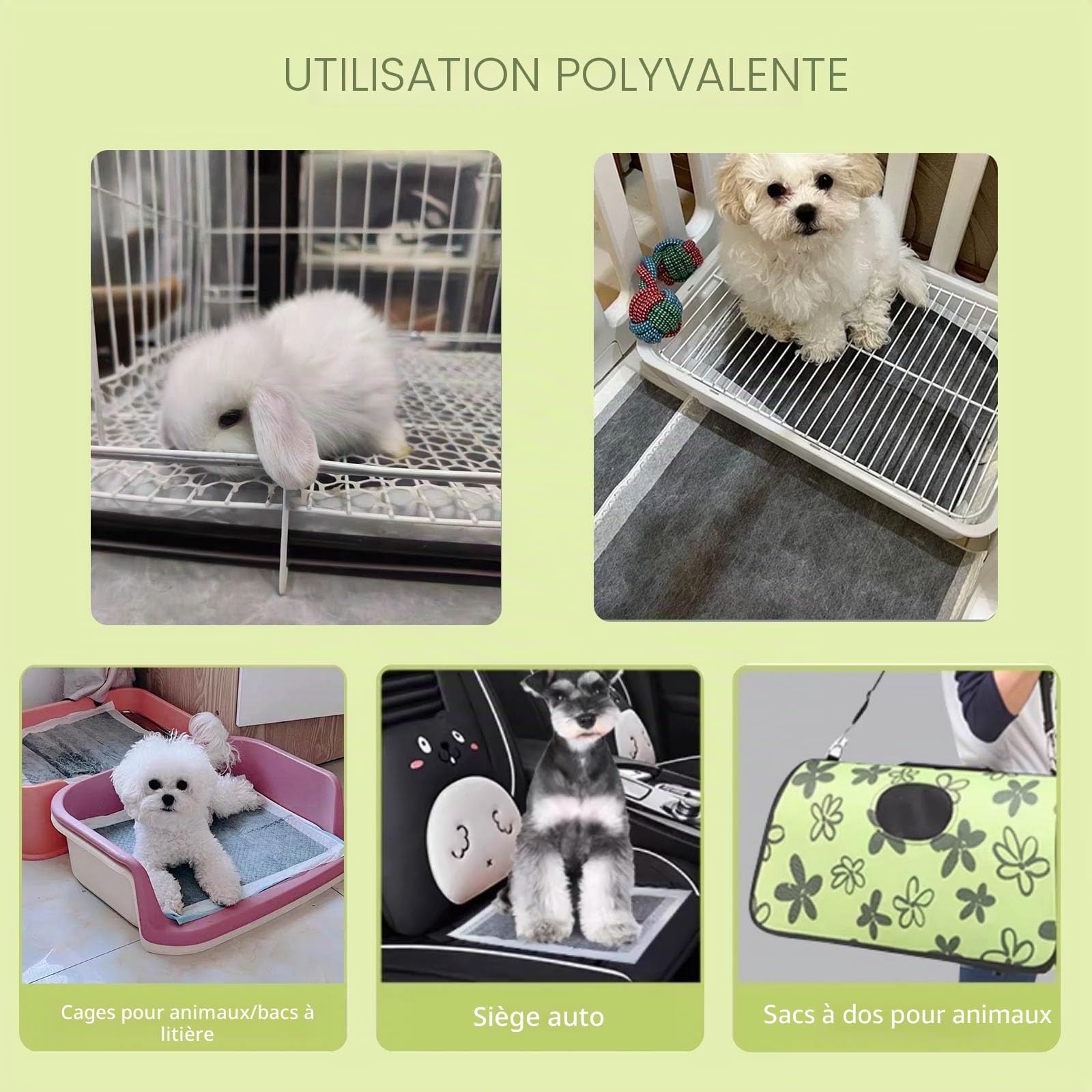 Coussinets Jetables pour Lapin, Tapis Hygiénique Absorbant pour Cochon d'Inde, Lot de 50 Tapis Éducateurs avec Surface à Séchage Rapide pour Chiots Chats Chinchillas Hamsters Furets Hérissons