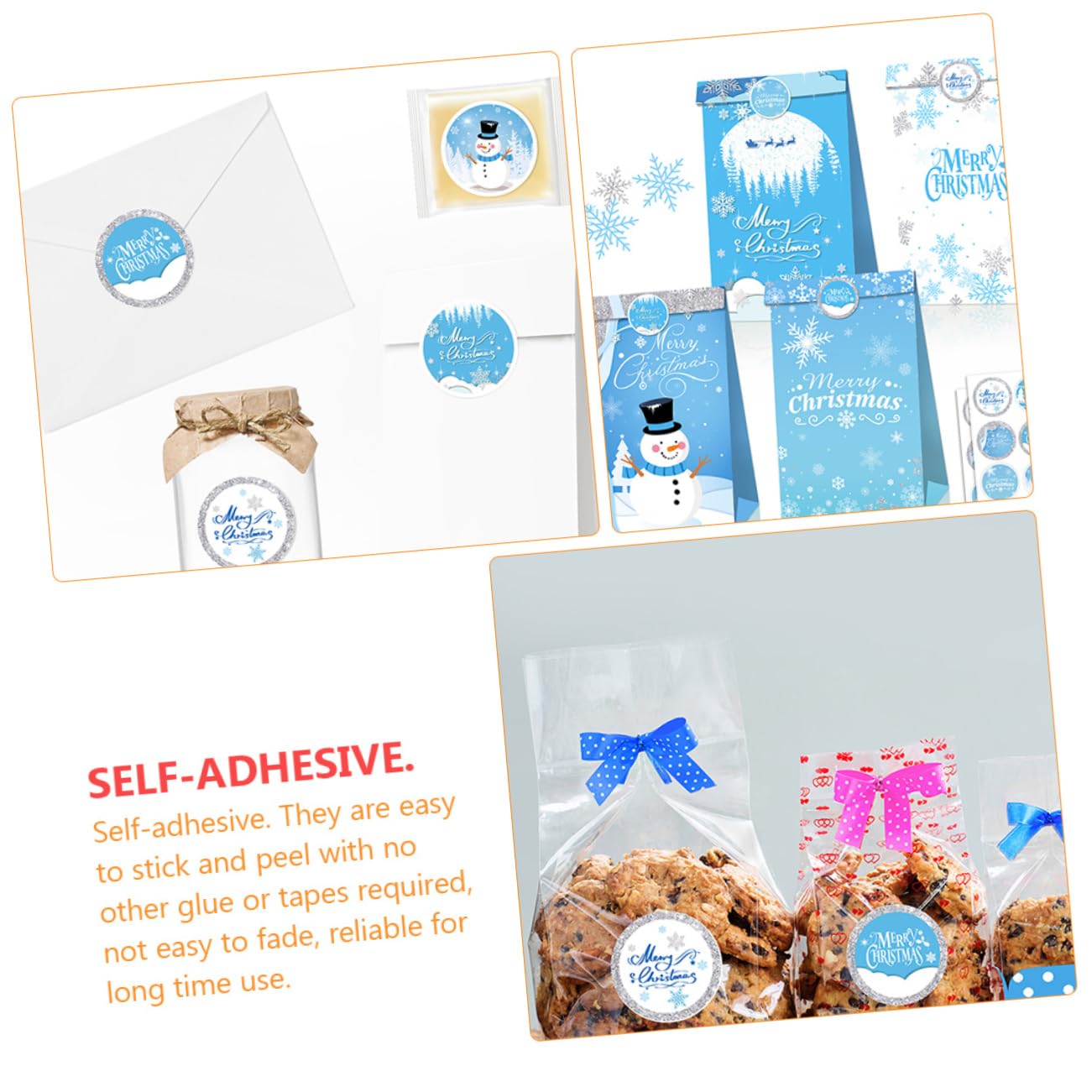 100 Fogli Adesivi natalizi adesivi per regali da forno con sigillo avvolgente stickers scrapbooking per pacchetti etichette adesive fai da te di tenuta Blue VILLCASE