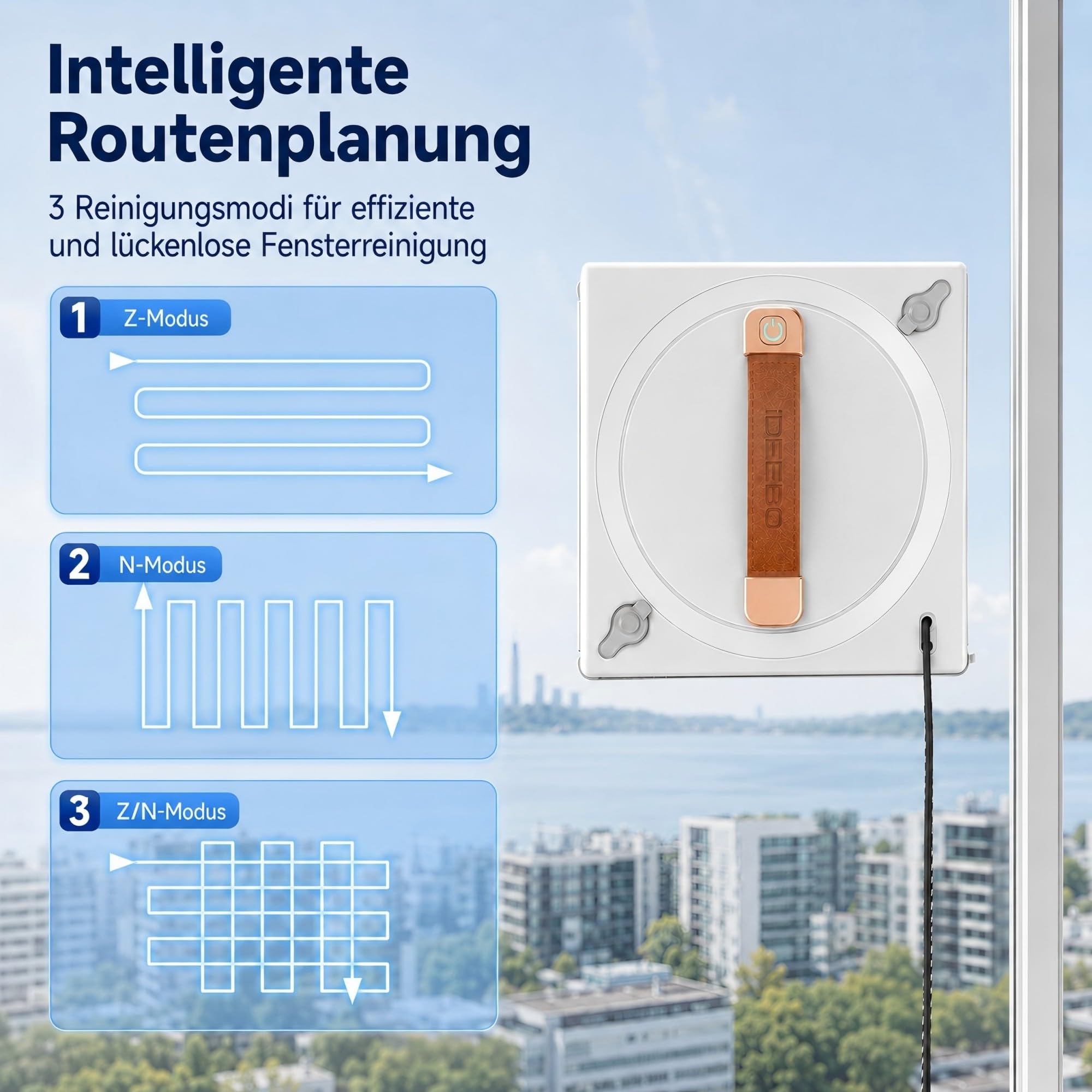 G500 Fensterputzroboter mit 2-Fach Sprühsystem, Automatischer Fensterroboter mit 100ml Wassertank & Intelligenter Routenplanung für Innen- und Außenfenster