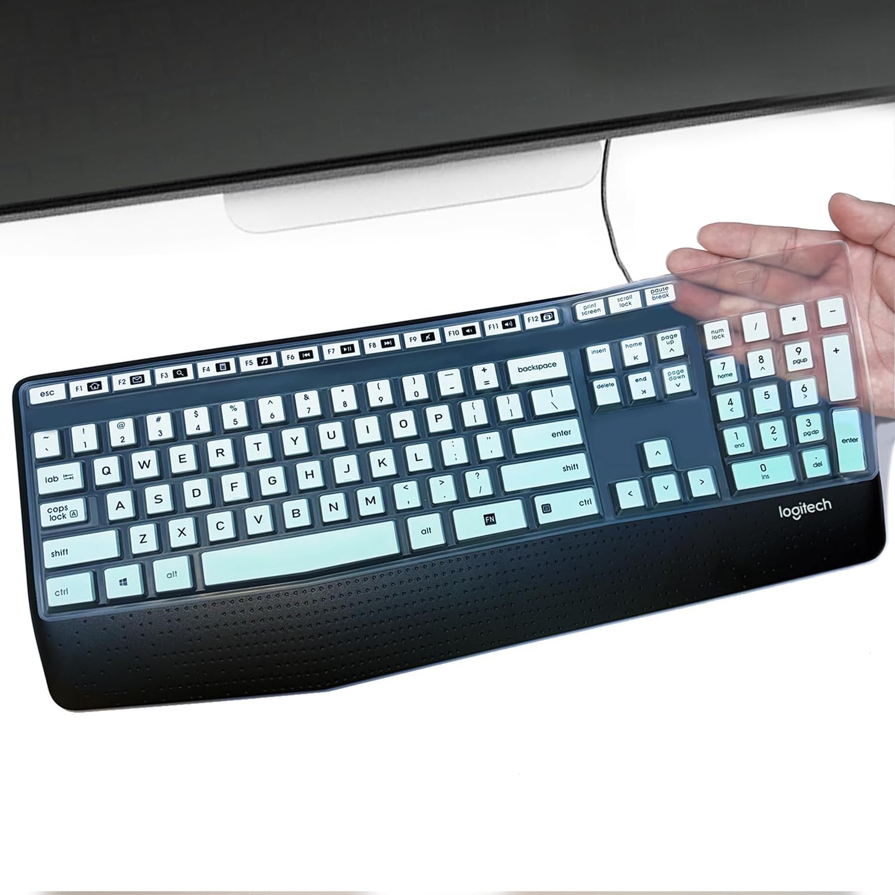 Funda de teclado de silicona verde para Logitech MK345, ideal para estudiar o teletrabajar 7