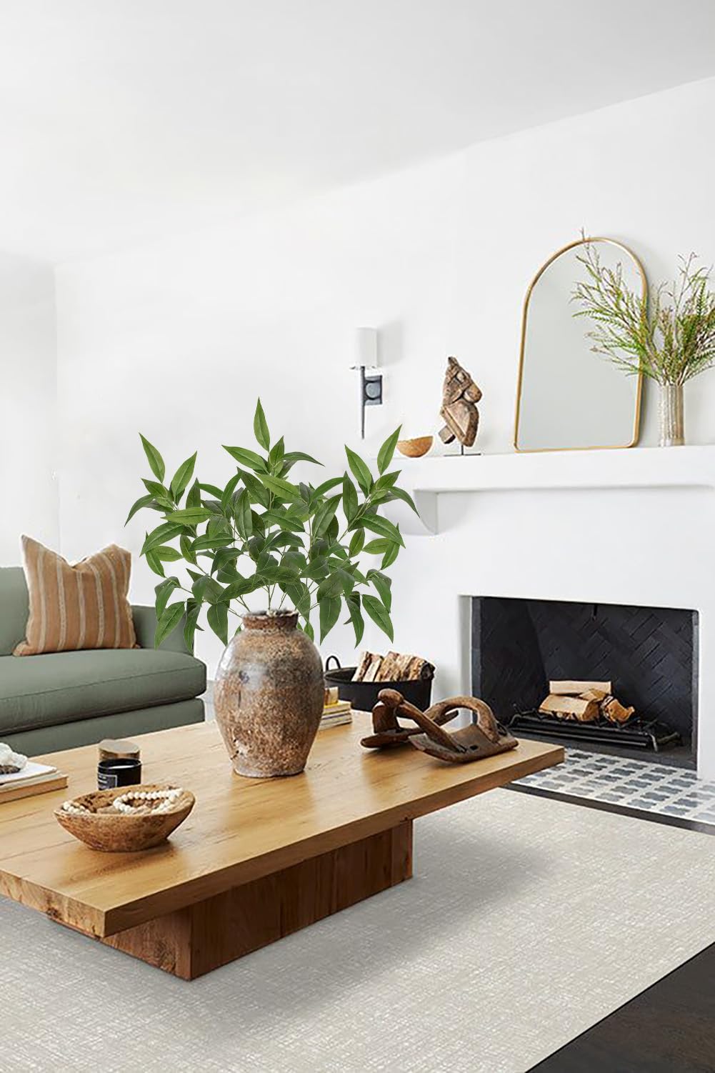 Wekuw 24 Piante Eucalipto Artificiali Rami Decorativi per Vaso Foglie