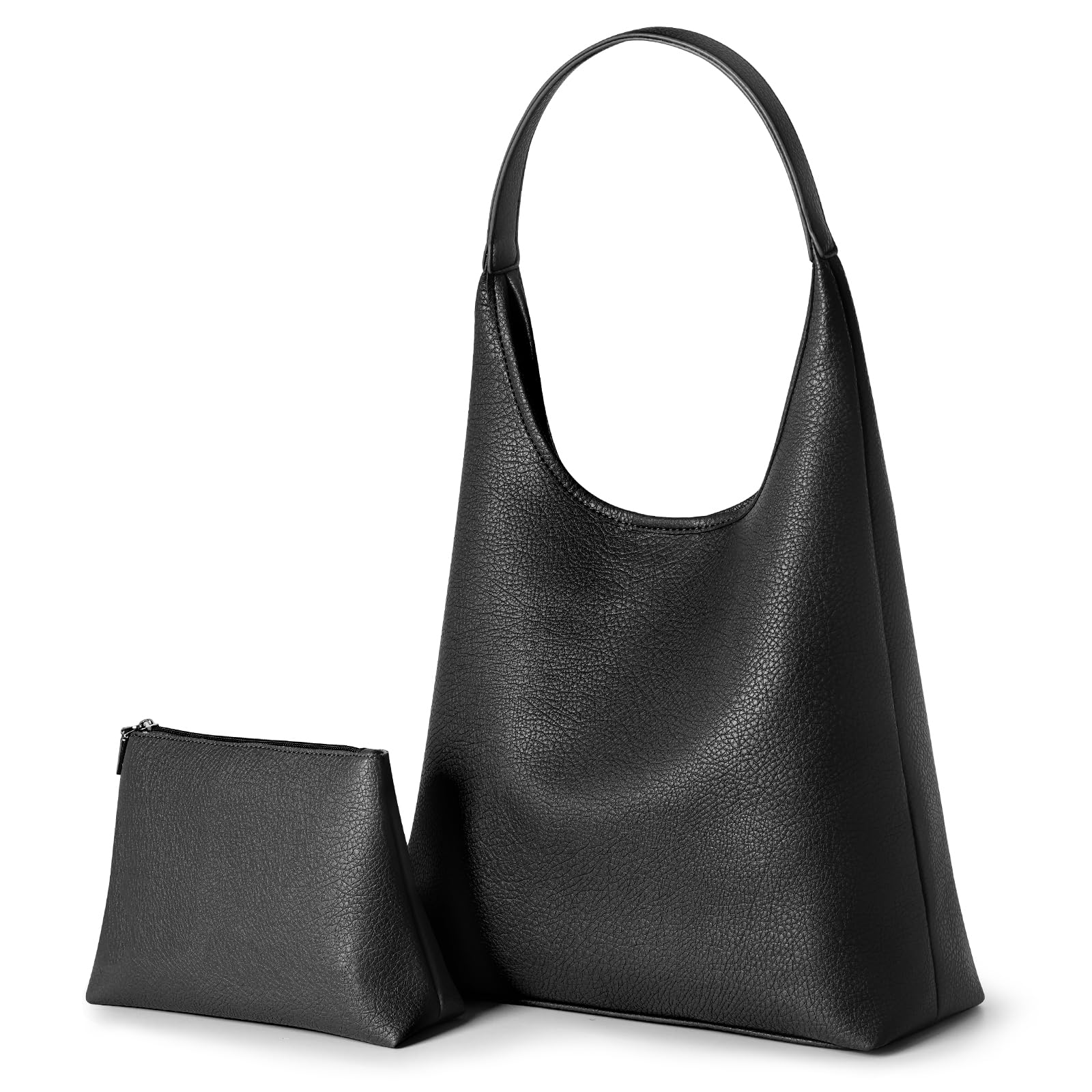 VAYOQON Tote Bag for Women Vegan Leather Soft Designer Slouchy Shoulder Hobo Bag Handbags and Purses for Work School Daily Shopping Sports Traveling, Black