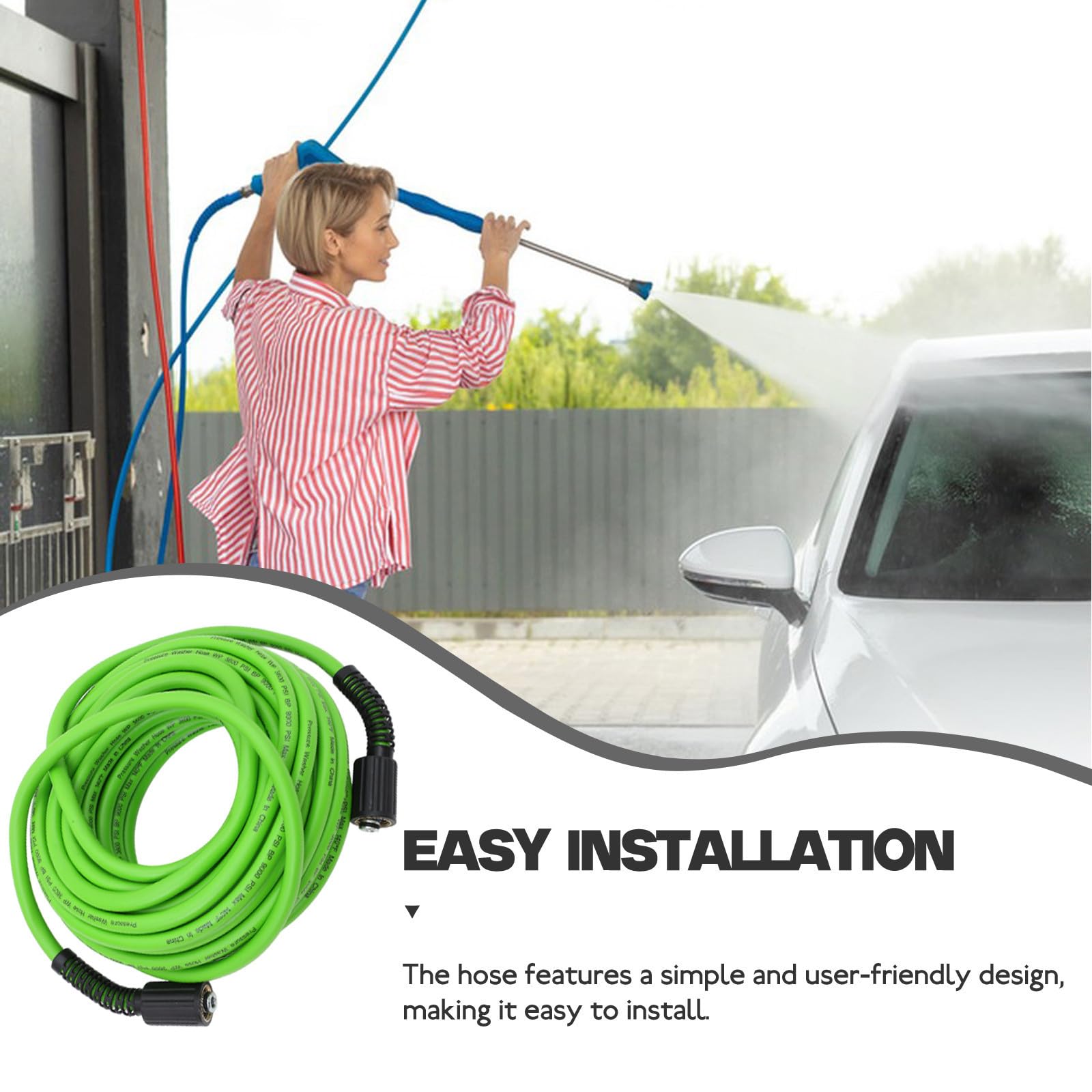 Tubo di Prolunga per Idropulitrice 15m, Pvc Lega di Zinco | Compatibile Molte Lavatrici Domestiche, Uscita Antiesplosione, Connettore Pratico, Copertura Ampia