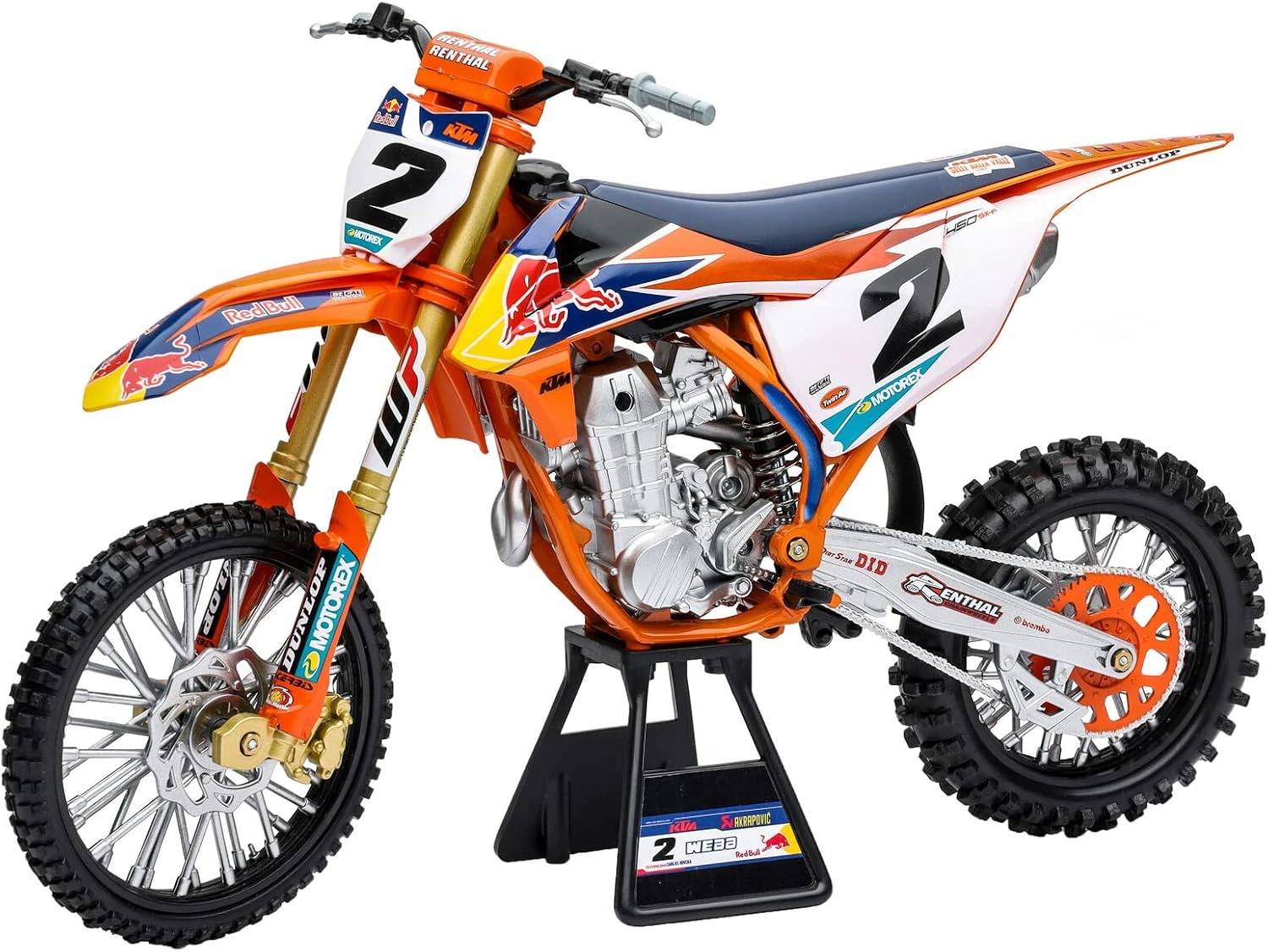 450 SX-F #2 Cooper Webb Factory Racing Supercross 1/6 Diecast Model by New Ray 49683