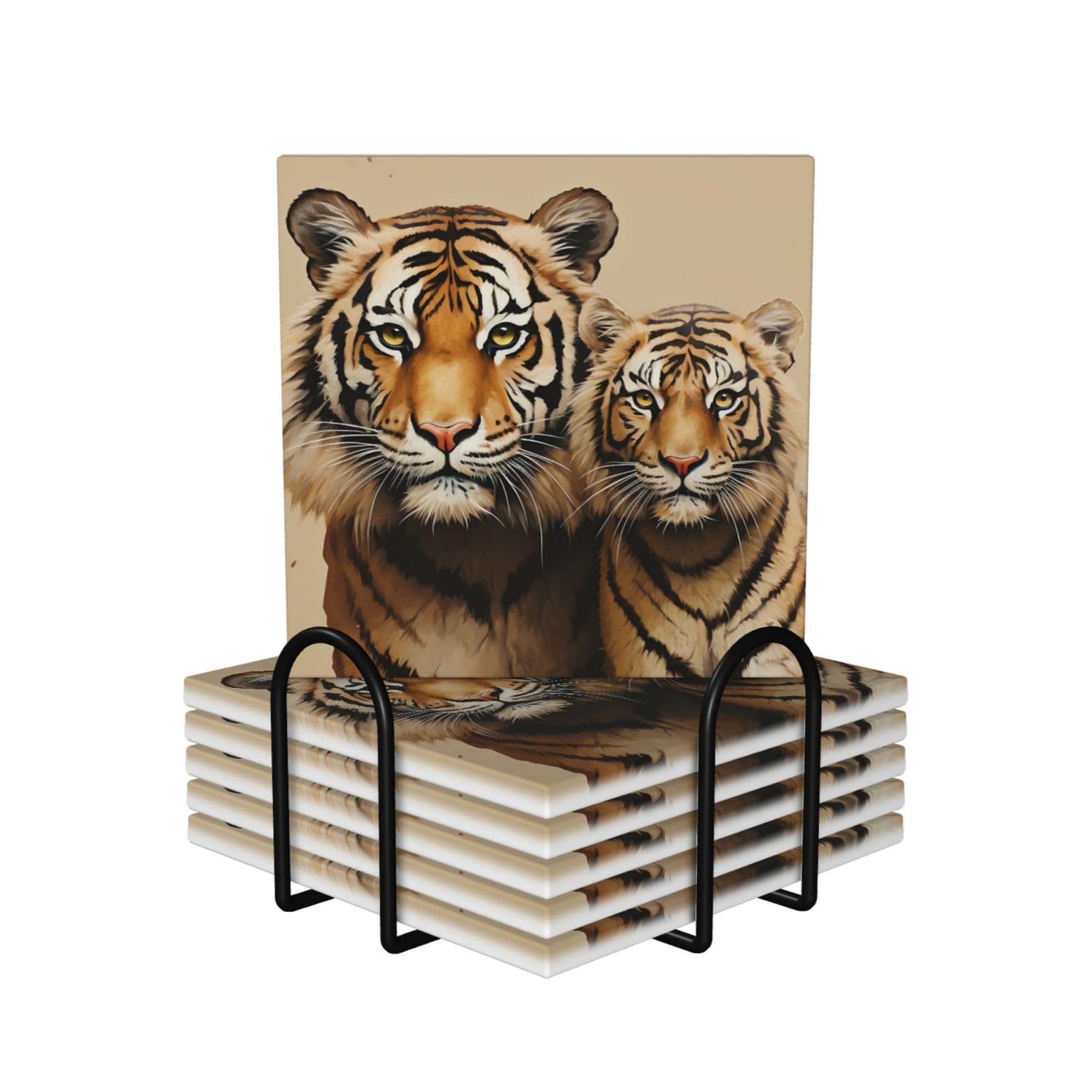 Dessous de verre liège et céramique absorbante tigre anti tache de table