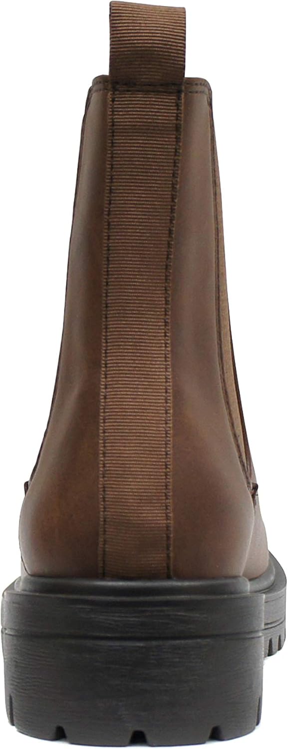 Soda Pilot ~ Women Lug Sole Low Heel Chelsea Fashion Ankle Bootie w/Double Elastic Gore - Image 2