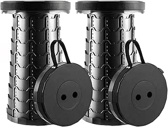 Vecoter 2025 Upgraded Collapsible Stool 2-Pack, 400LB Load Capacity, Ultra Lightweight &amp; Portable Folding Stool for Camping, Fishing, Travel, Hiking, BBQ, Outdoor Events
