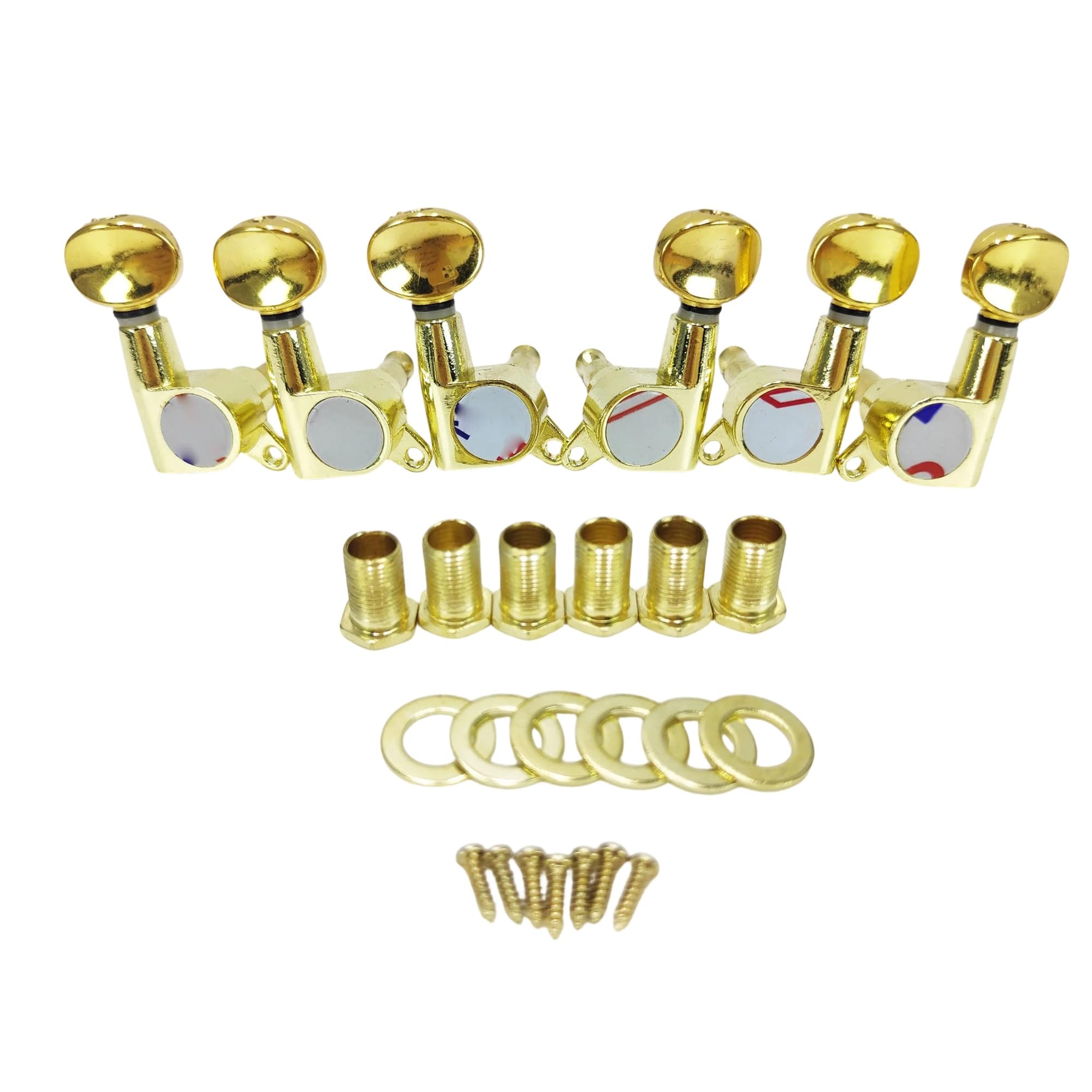 Gitarren stimmwirbel 6 Stücke Elektrische Gitarre String Pegs Locking Tuning Tuner Mechaniken Knöpfe 3L3R Einfach Zu Installieren(Gold)