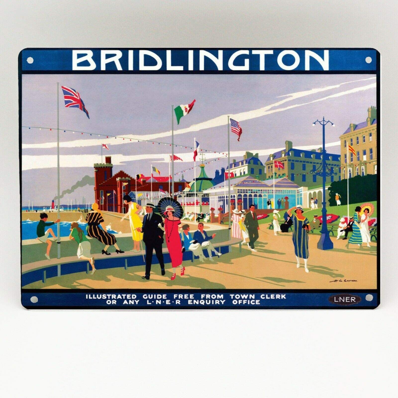 Biopracess Metalpostera18867 Bridlington Railway Poster Gawthorn Metal Sign British Rail Travel Train Vintage Metal Sign 8X12 Inches
