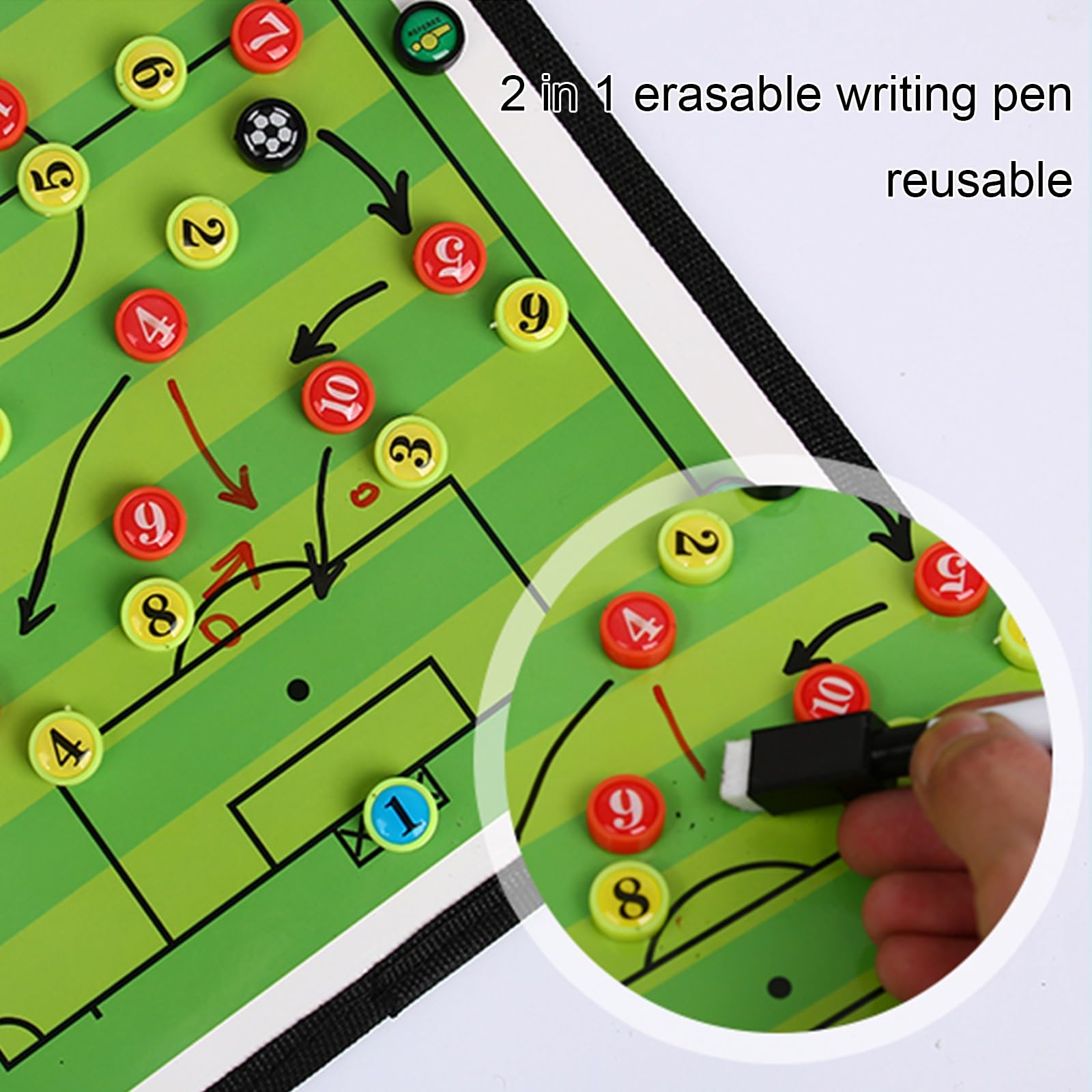 Magnetic Ice Hockey Coaching Board, Double-sided Dry Erase Clipboard, Portable Whiteboard, with Markers, Chess Pieces