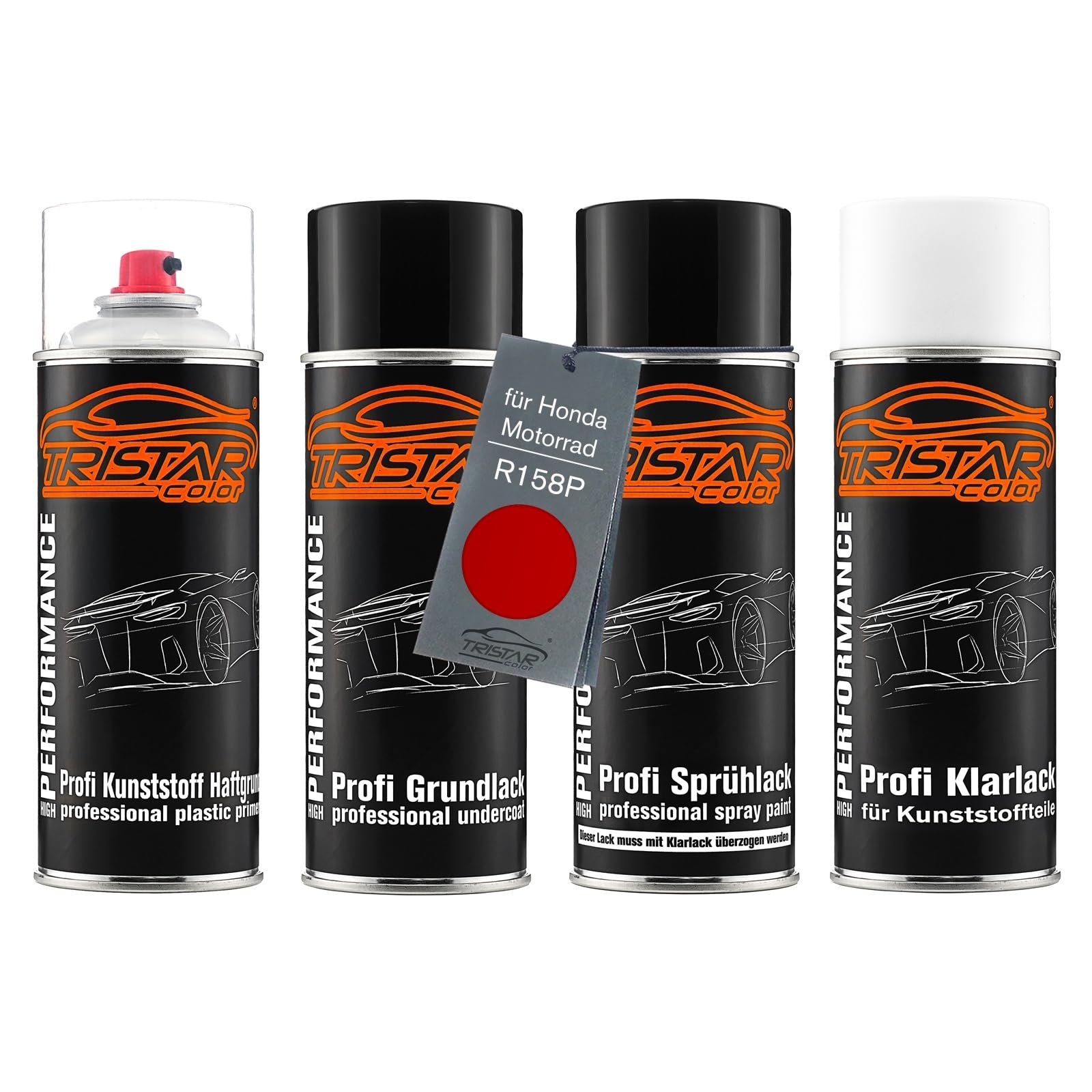 Tristarcolor Red Perl Motorcycle Paint Spray Can Set For Plastic Bumper For Honda Motorrad R158p Primer Under Coat Base Coat Clear Coat With Plasticizer Spray Can