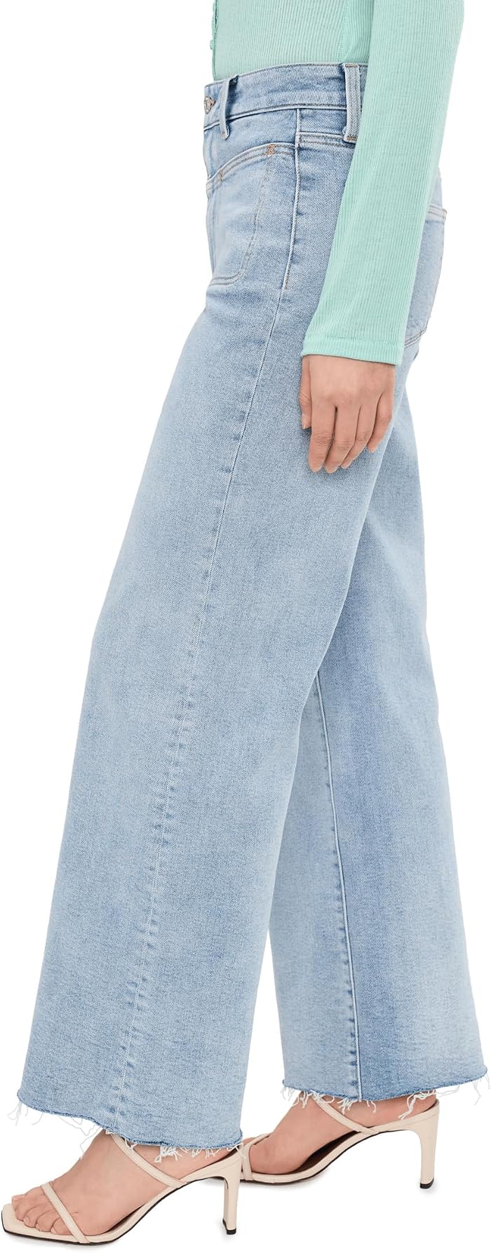 Paige 31" Anessa Front Yoke Stitch Through Pocket Raw Hem in La Belle, цвет: Чёрный — фото 4