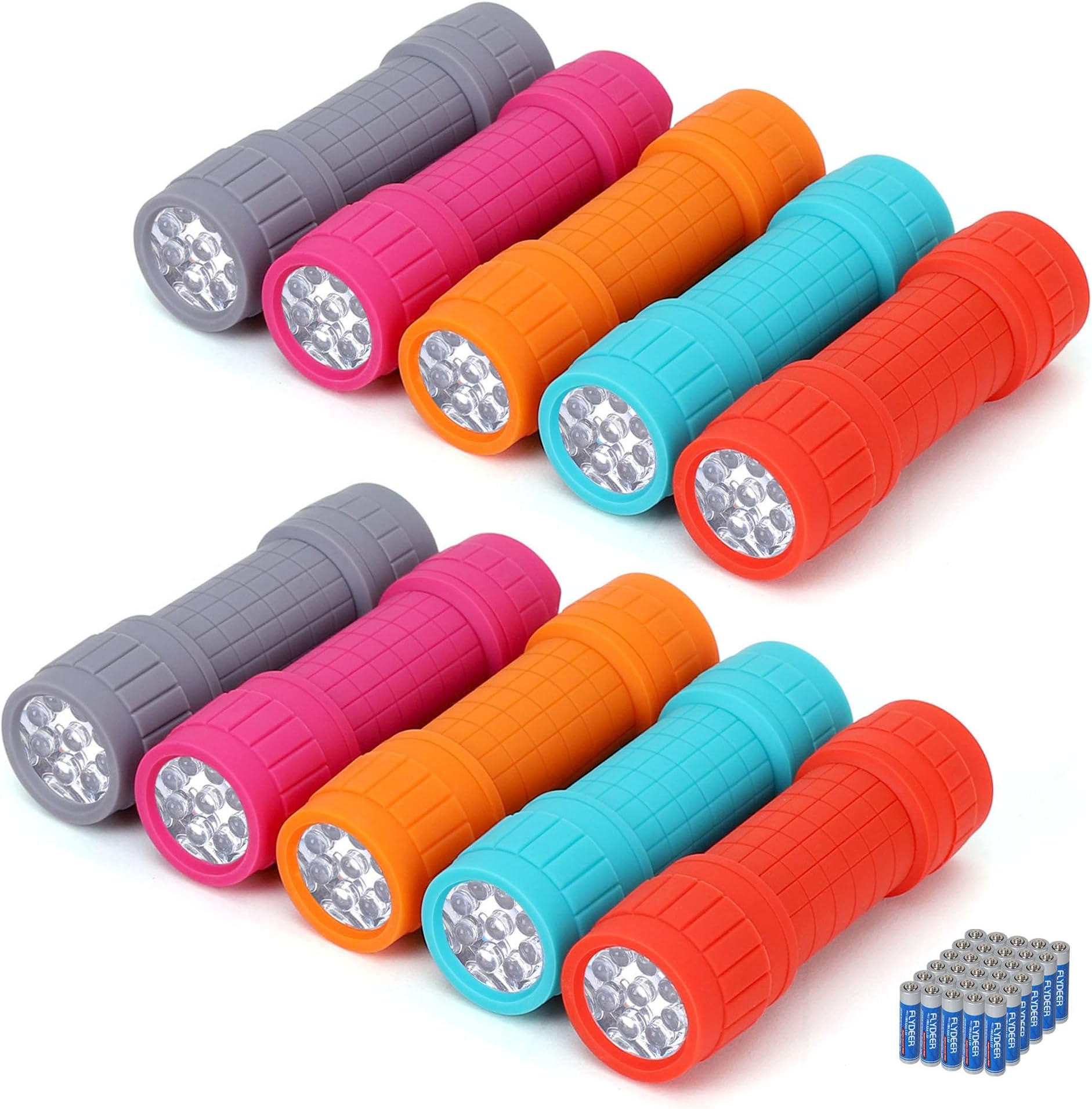 10-Pack, 9-LED Mini Flashlight Set, AAA Batteries are Included and Pre-Installed, Perfect for Class Teaching, Camping, Wedding Favor