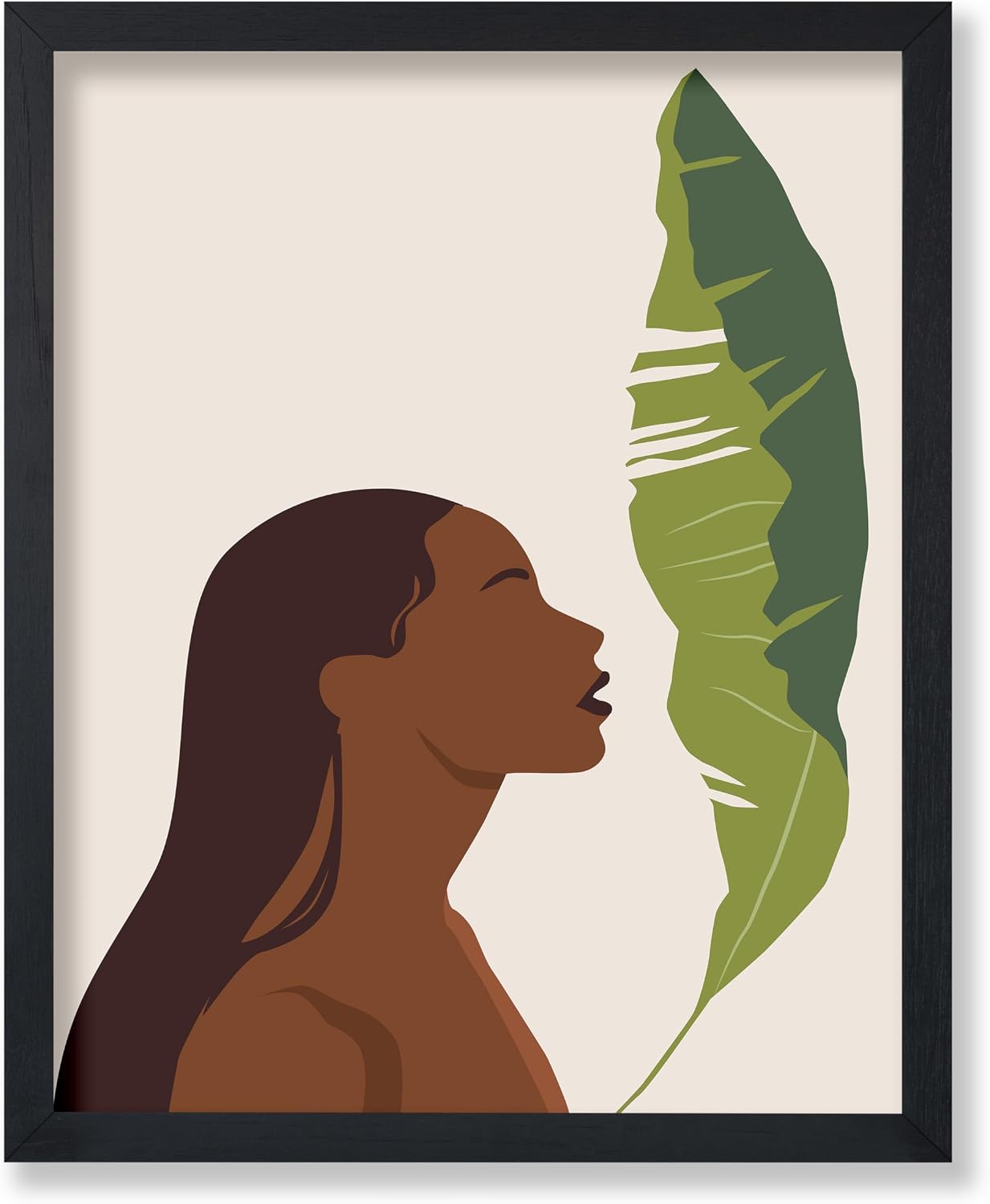 Poster Master Faceless Woman Poster - Retro Banana Leaf Print - African American Illustration - Tropical Art - Chic Boho Design - Aesthetic Girl's Bedroom or Office Decor - 8x10 UNFRAMED