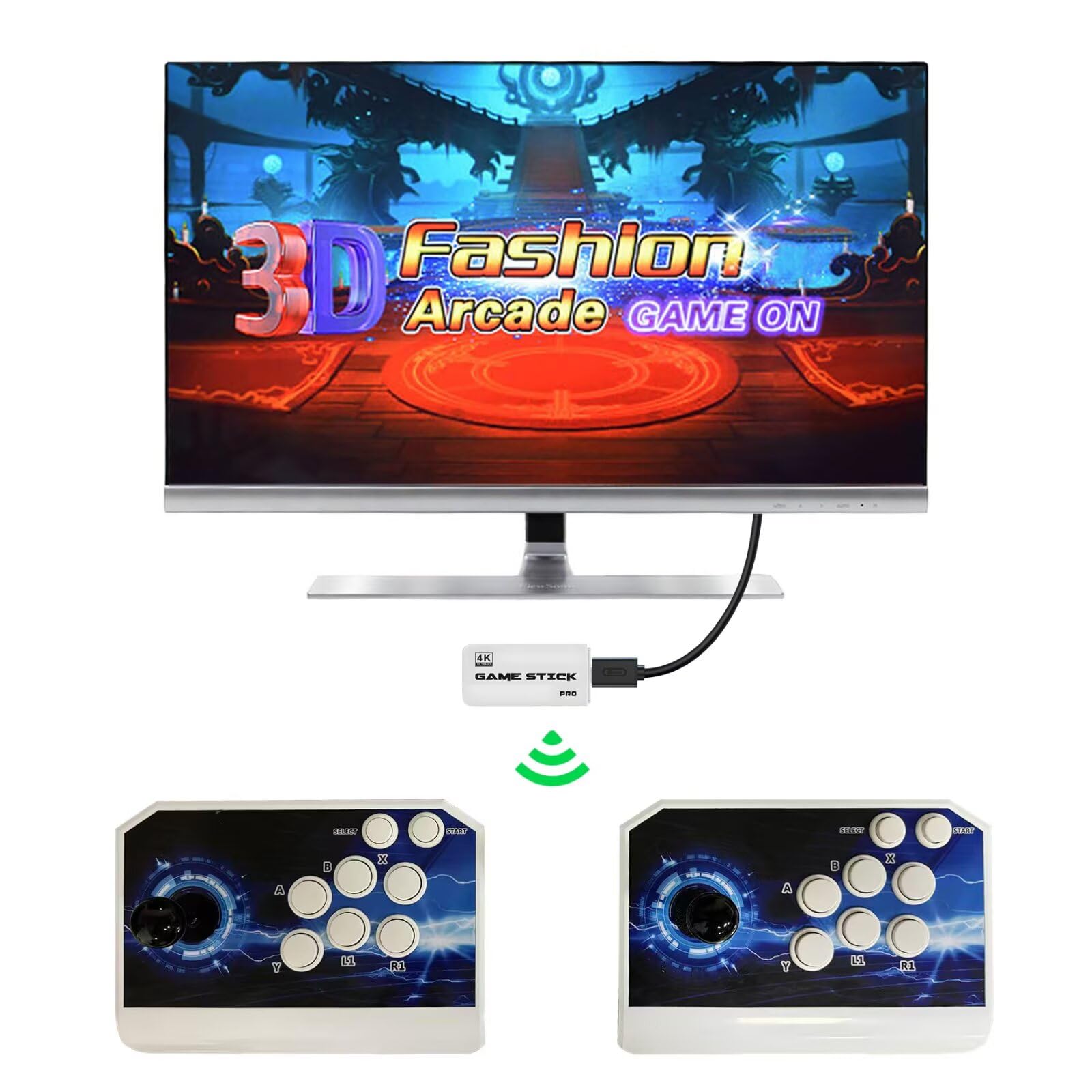 [39800 Games in 1] Pandora Box 3D Game Stick, Double Wireless Joystick Arcade Console, Plug and Play Arcade Game Machine, Compatible PC & Projector & TV