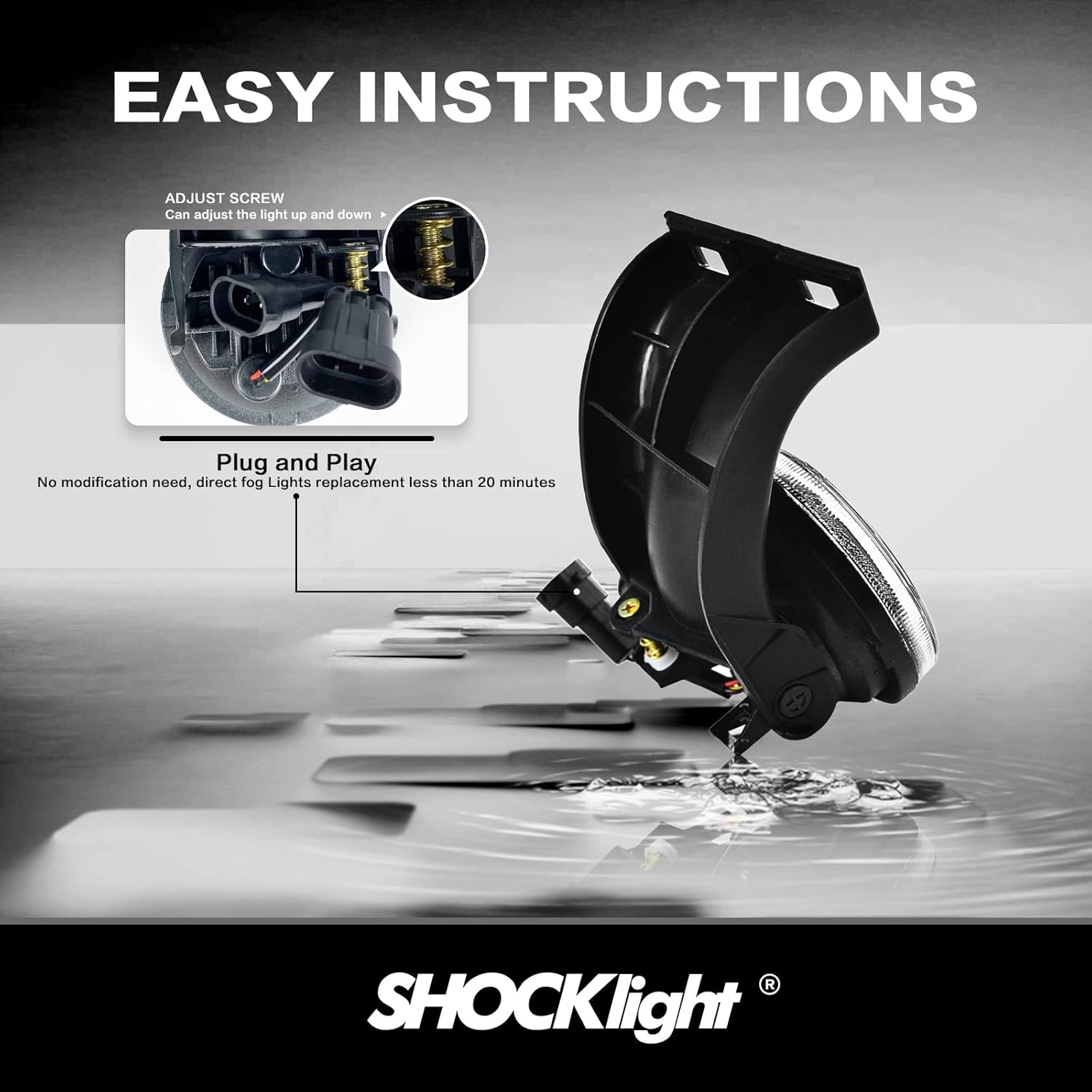 LED Fog Lights Replacement for 1994-2001 Dodge Ram 1500 2500 3500 PickUp Truck Front Bumper Driving Lamps with Daytime Running Lights