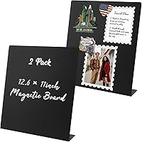 Huiyangteng 2 Pack Black Metal Magnetic Bulletin Board with Stand - Magnet Display for Home Office Kitchen School (12.6x11 Inch)
