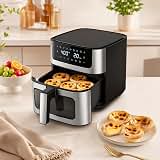 8-in-1 Air Fryer 6 Quarts Airfryer with Window, Nonstick and Dishwasher-Safe Basket, 400°F Fast Heating Air Fryers Oven, Timer, Auto-Off, Stainless Steel — image 8