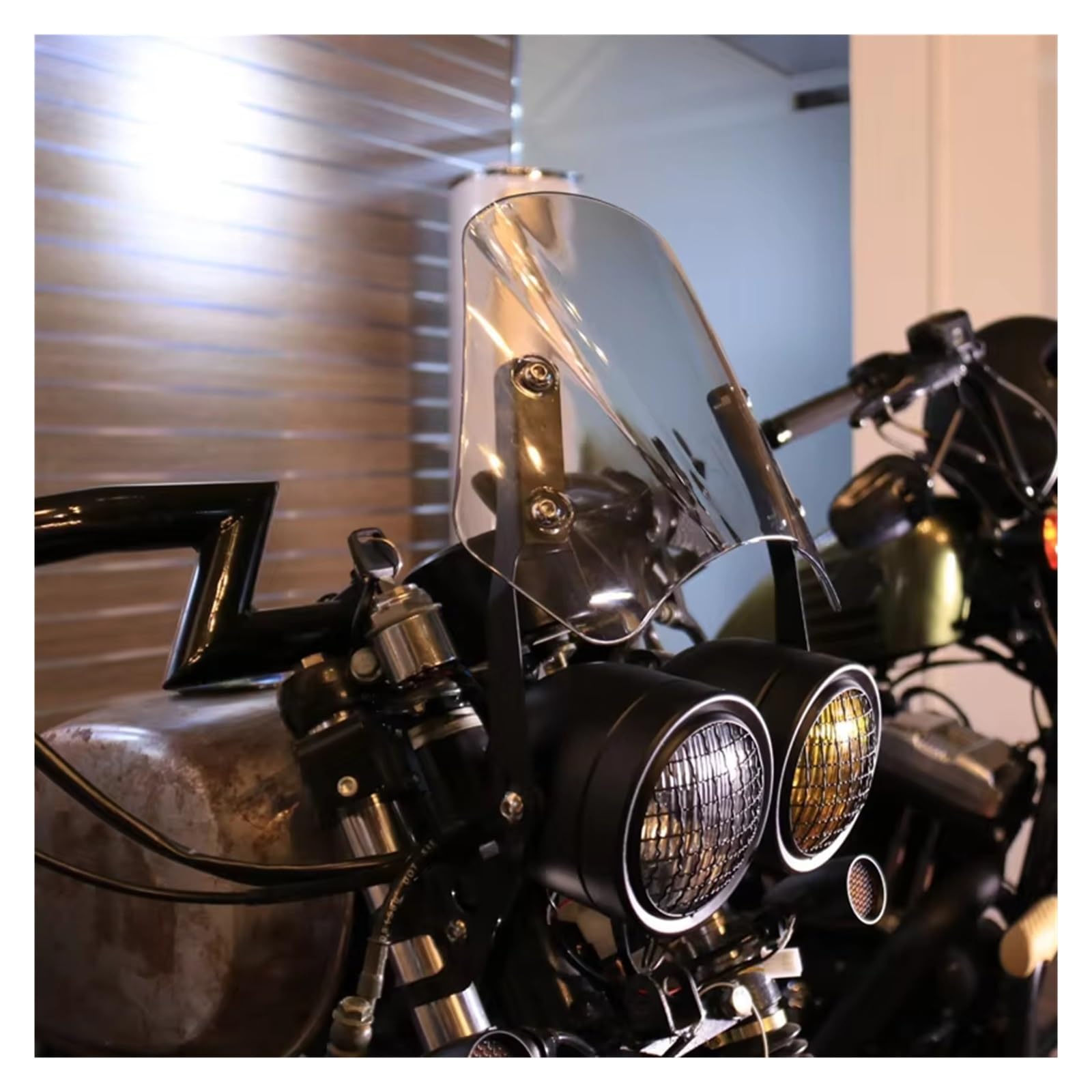 schermo moto Per Parabrezza Moto Rotondo Da 5-7 '' Universale(Nero)