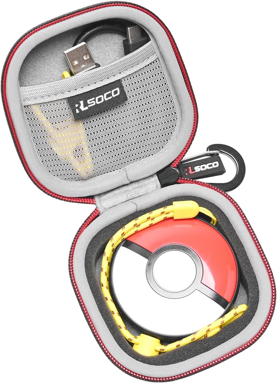 RLSOCO Carrying Case for Pokemon GO Plus + | Travel Organzier Case Cover Shockproof, Dustproof, Water-Resistant Storage Pouch with Sturdy Metal Hook (Case Only)